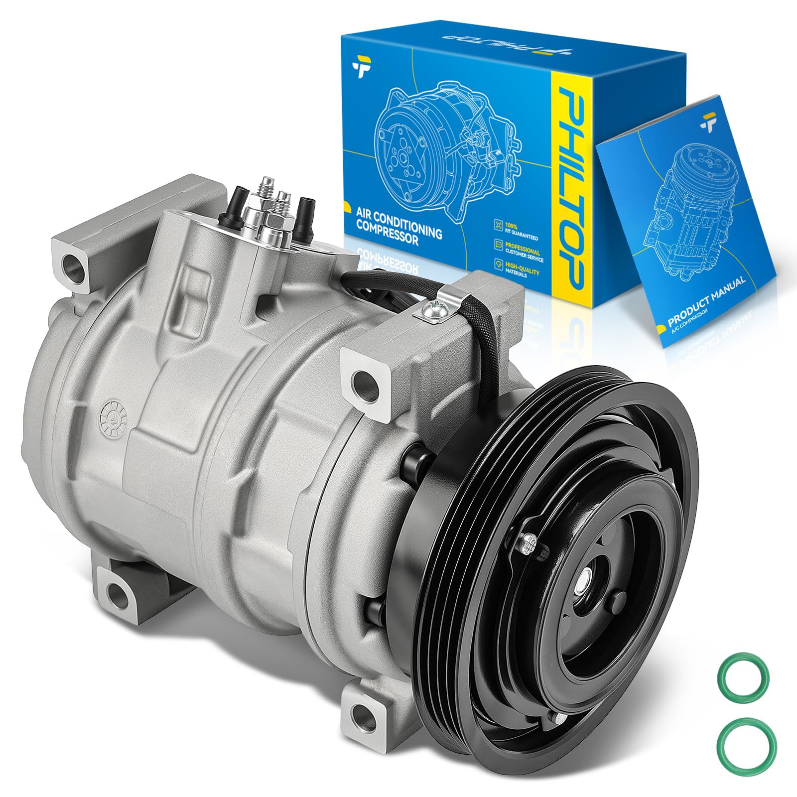 PHILTOP 77378 NEW Air Conditioner AC Compressor with Clutch for Dodge Neon 2000-2002, Plymouth Neon 2000-2001