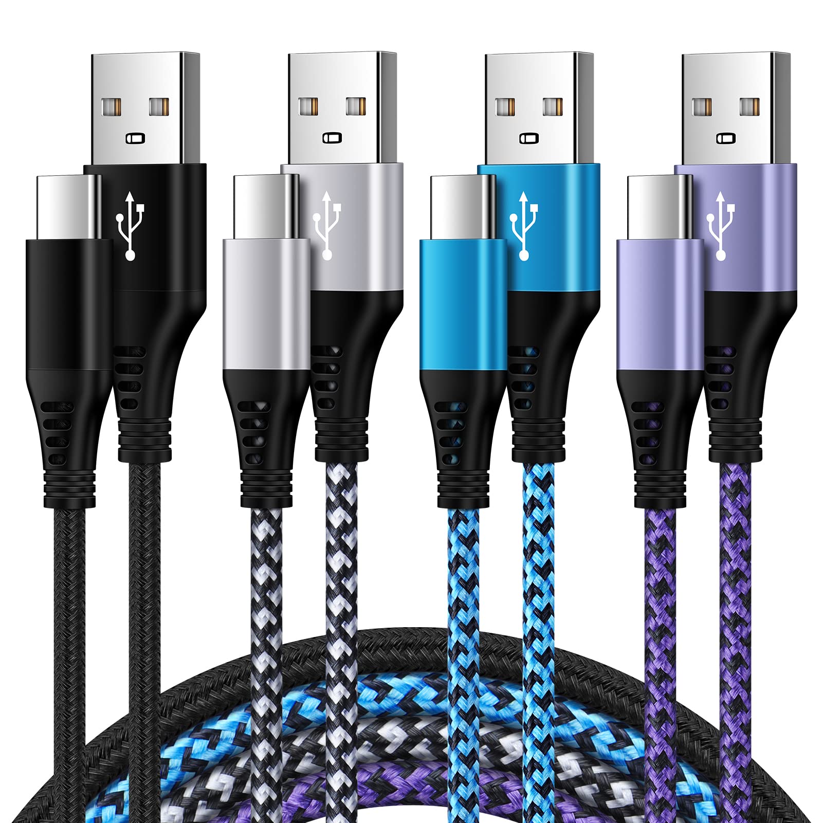 Android Type C Charger Fast Charging Cable USB C Cable 3FT 4 Pack Nylon C Charger Cord for Samsung Galaxy Z Flip 4 Z Fold 4 A03s A13 A53 A12 S22 S21 FE S20 A32;Google Pixel 6 Pro;OnePlus 10T,Ace Pro