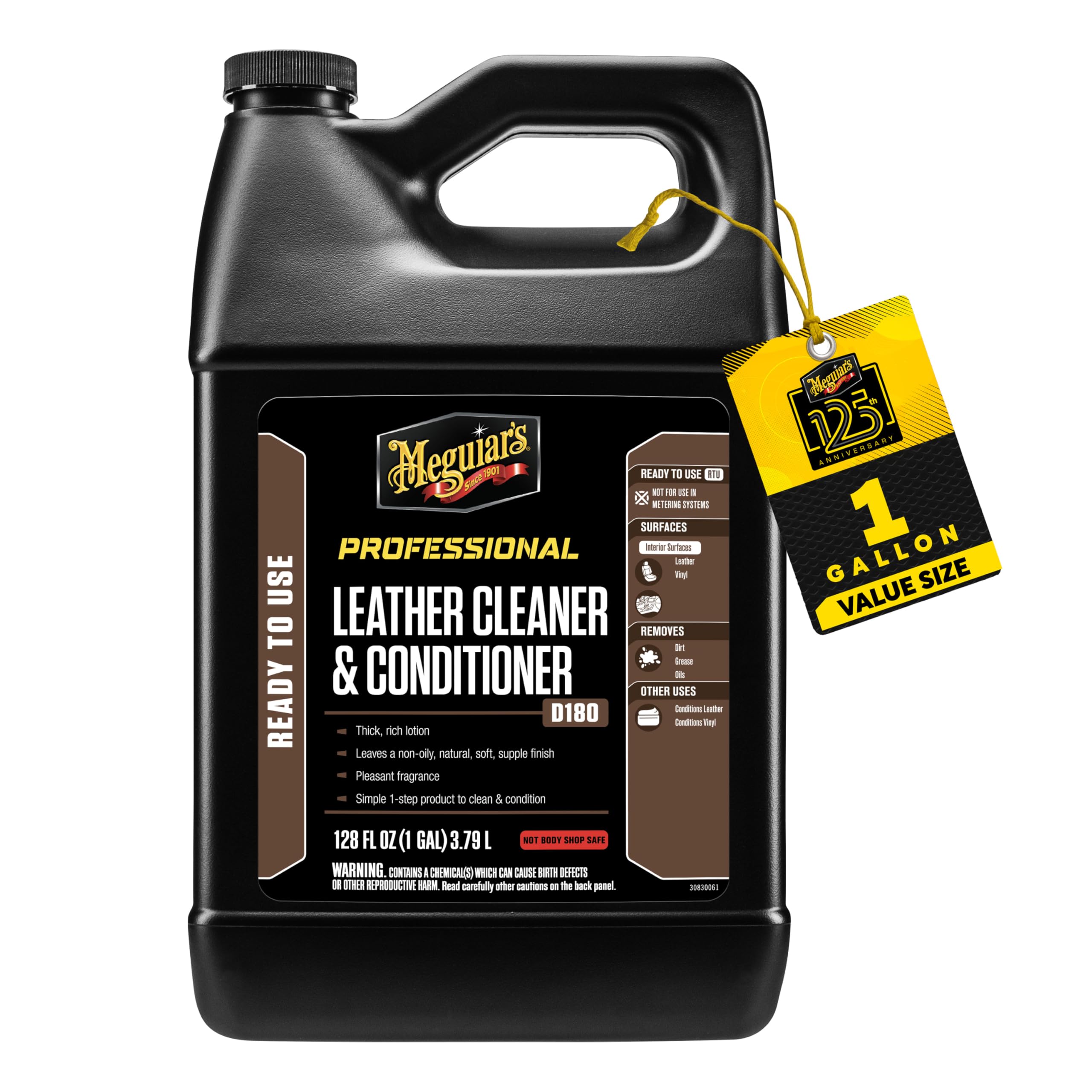 Meguiar's Professional Leather Cleaner & Conditioner D18001-1 Gallon Leather Cleaner & Conditioner Specifically Formulated for Automotive Interior