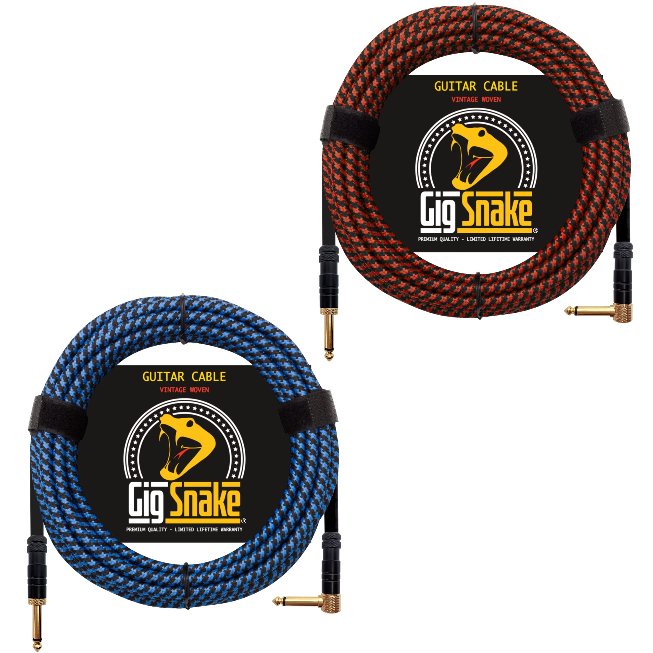 Gig Snake 20FT Blue & 20FT Red Guitar Cable Bundle