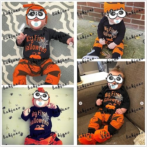 Miniatura 3 de Conjunto de pantalones de manga larga para bebé, mi primer disfraz de Halloween, diseño de calabaza