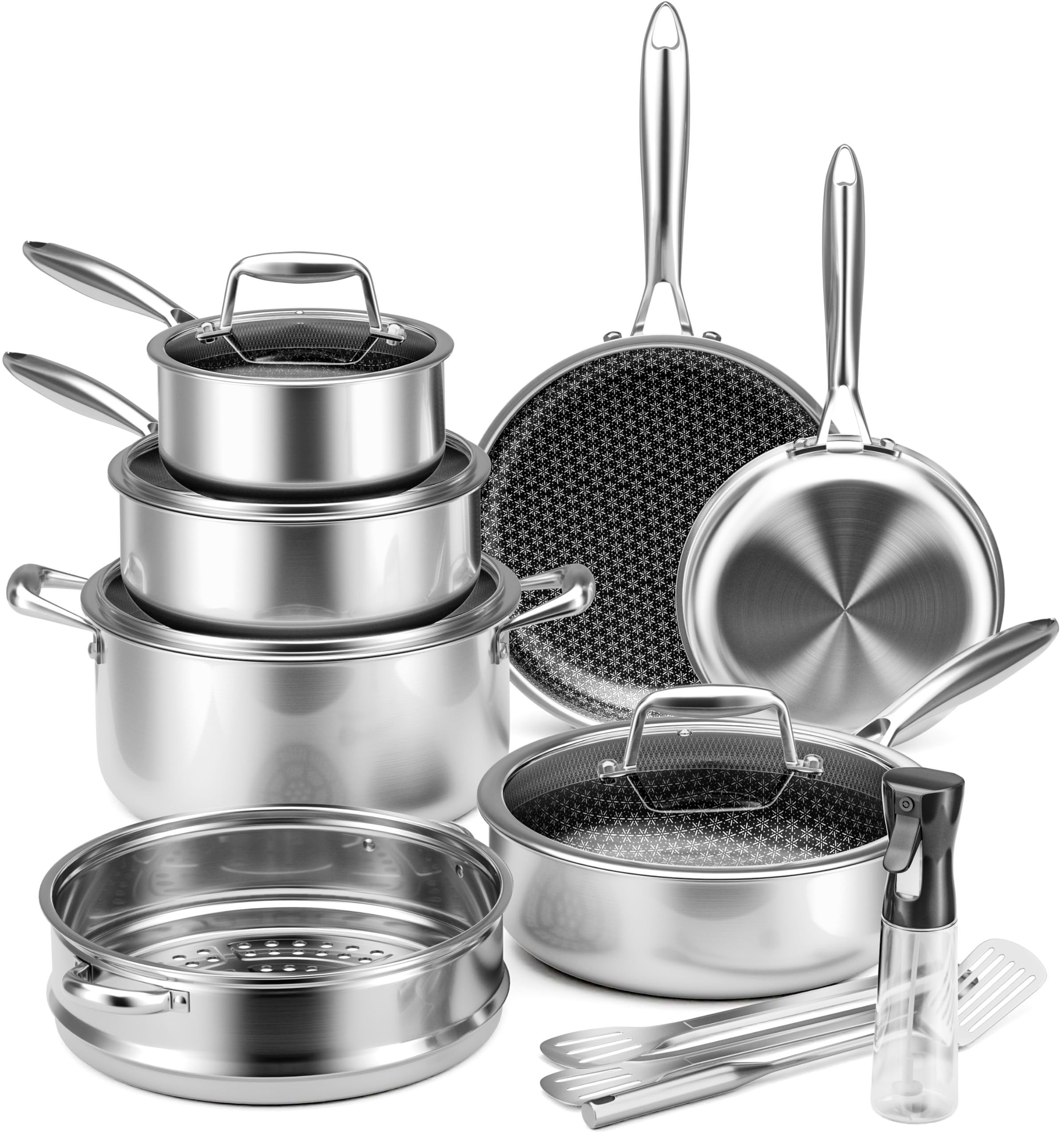 VONIKI Hybrid Tri-ply Stainless Steel Cookware Set