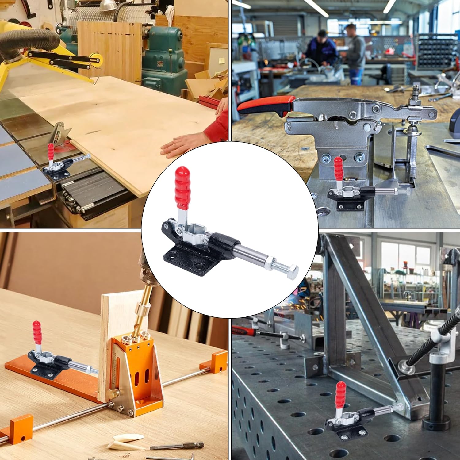 Adjustable Push Pull Toggle Clamp, 4 Pack 305C Quick Release Pull Clamp, 500 Lbs Holding Capacity for Indoor and Outdoor Use in Carpentry, Welding, Machinery Work and More