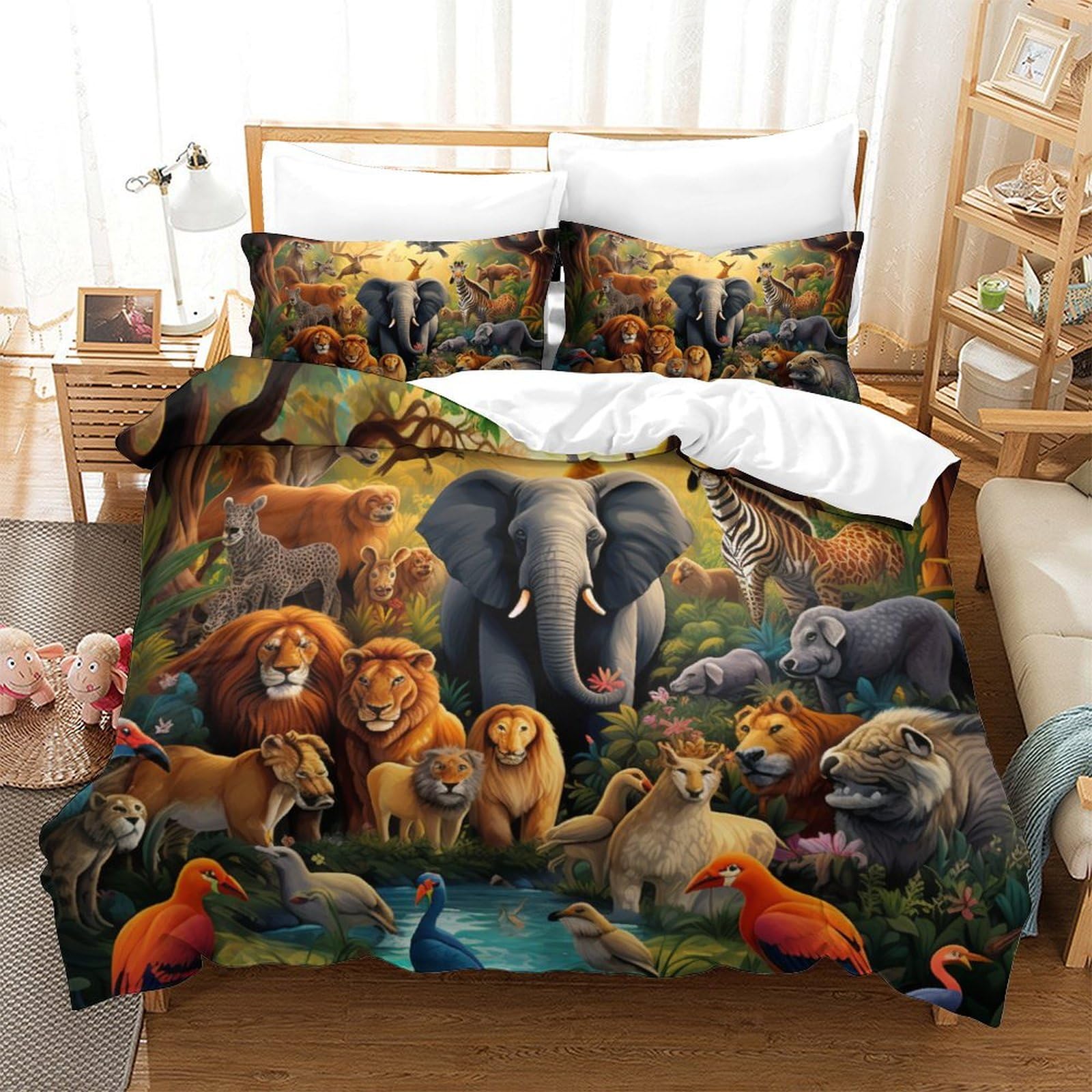 Parure de lit animaux de la jungle 3D pour chambre enfant