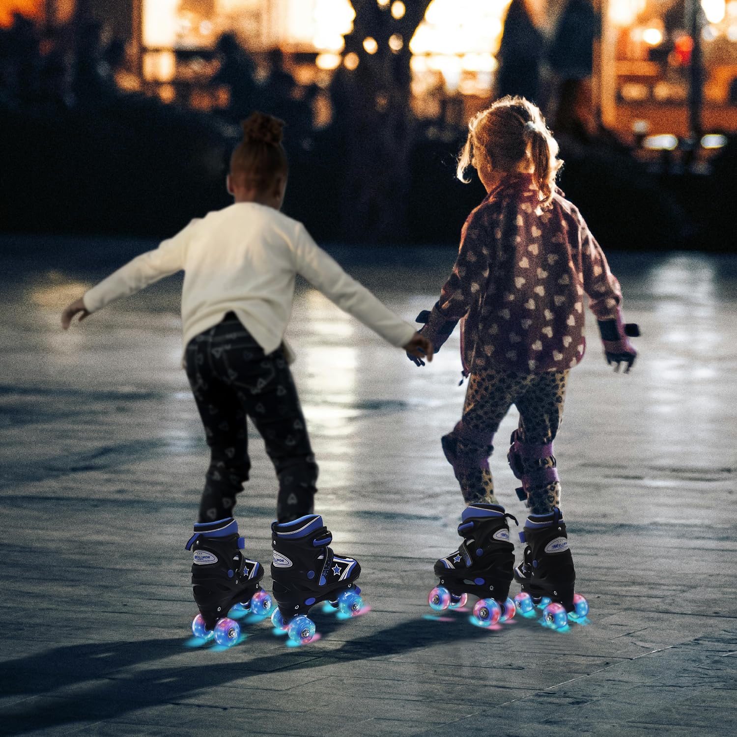 Patines de ruedas para niños y niñas, 4 tamaños ajustables para niños con ruedas iluminadas, patines cuádruples para principiantes de 5 a 8 a 12 años 7