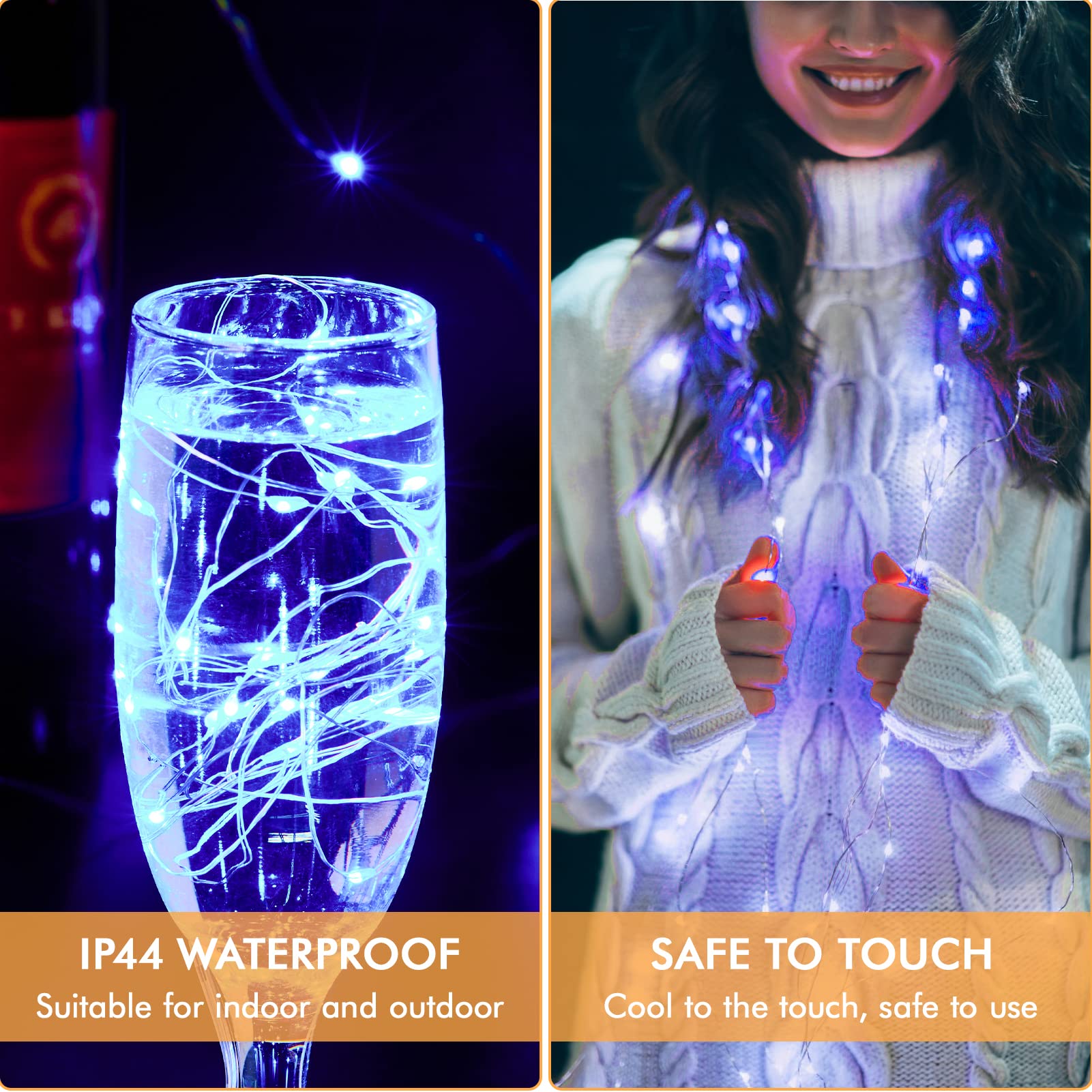 12 Stück blaue Lichterkette, batteriebetrieben, 20 LEDs, Valentinstag-Lichter, wasserdicht, Silberdraht für DIY-Einmachglas, Schlafzimmer, Geburtstag, Hochzeit, Weihnachtsdekoration, Lichterkette