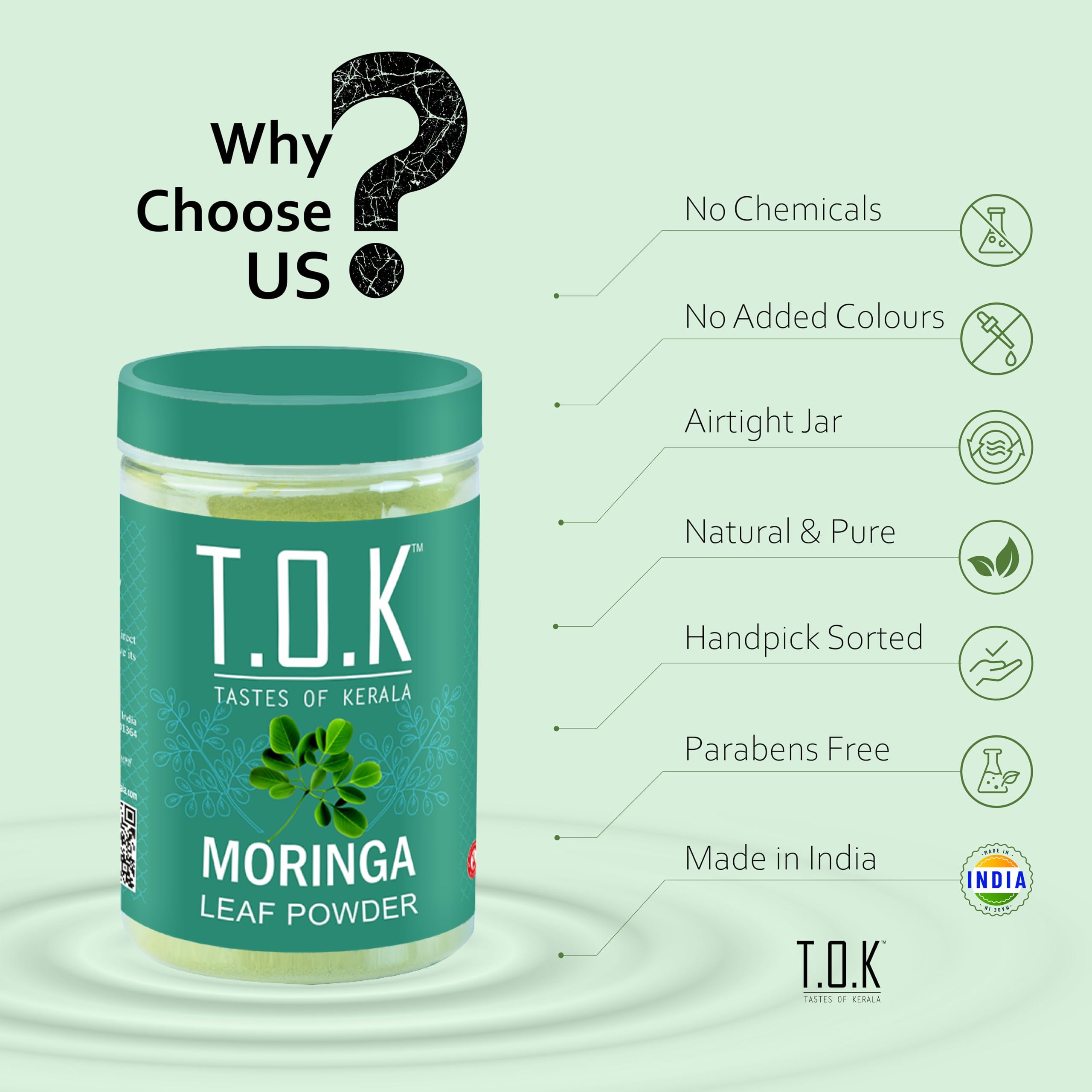 T.O.K Tastes of Kerala Pure Moringa Leaf Powder 150g | 100% Natural Superfood Greens | Nutrient-Rich Herbal Powder for Energy, Immunity & Detox Support | Vegan, Chemical-Free Wellness Supplement — Amazon image 2