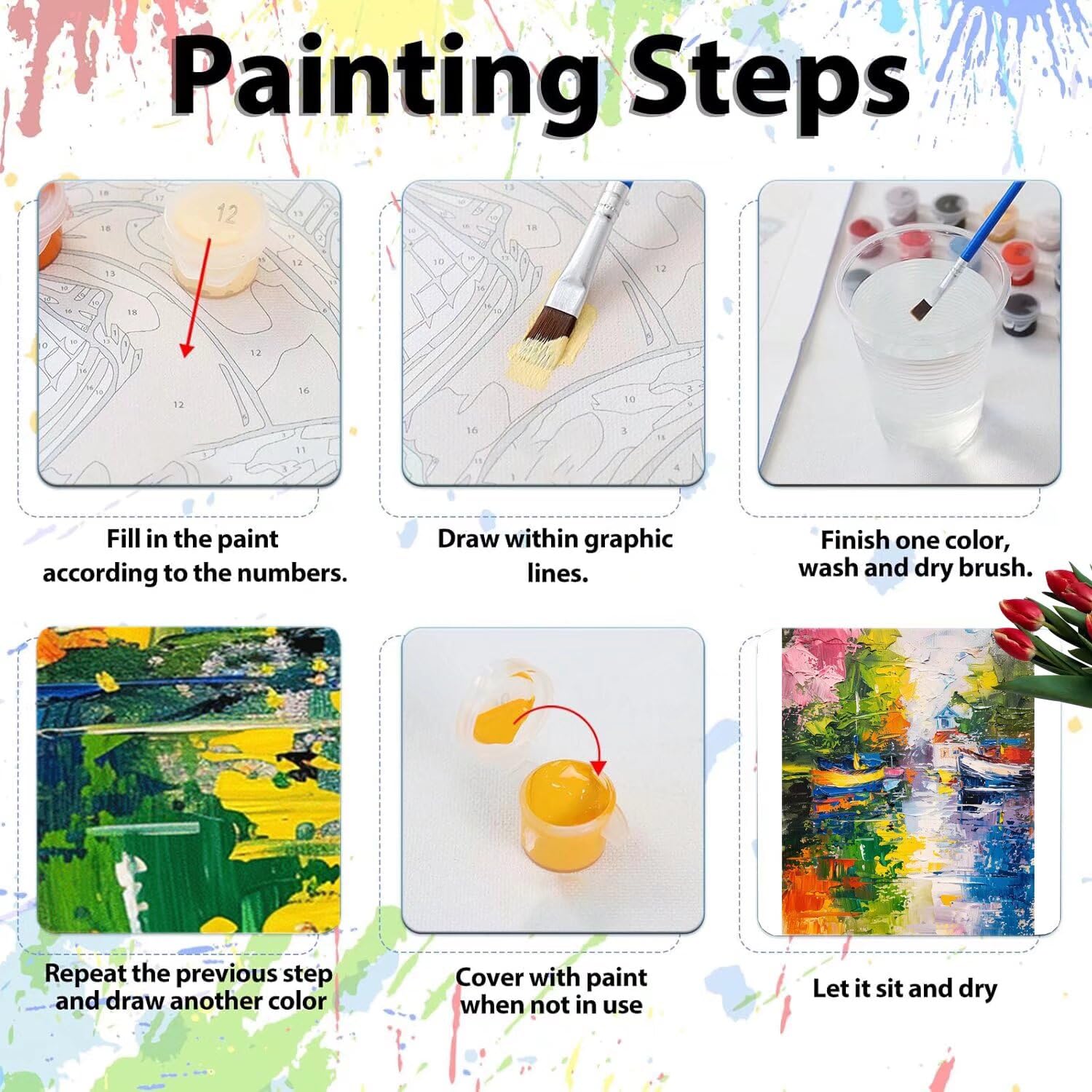 Pintar por Numeros Adultos pintar por numeros niños manualidades niños 10 años, DIY Pintar por Números de Pincel y Pintura acrílica Decoraciones para el Hogar Manualidades, sin Marco 60x80cm C-26