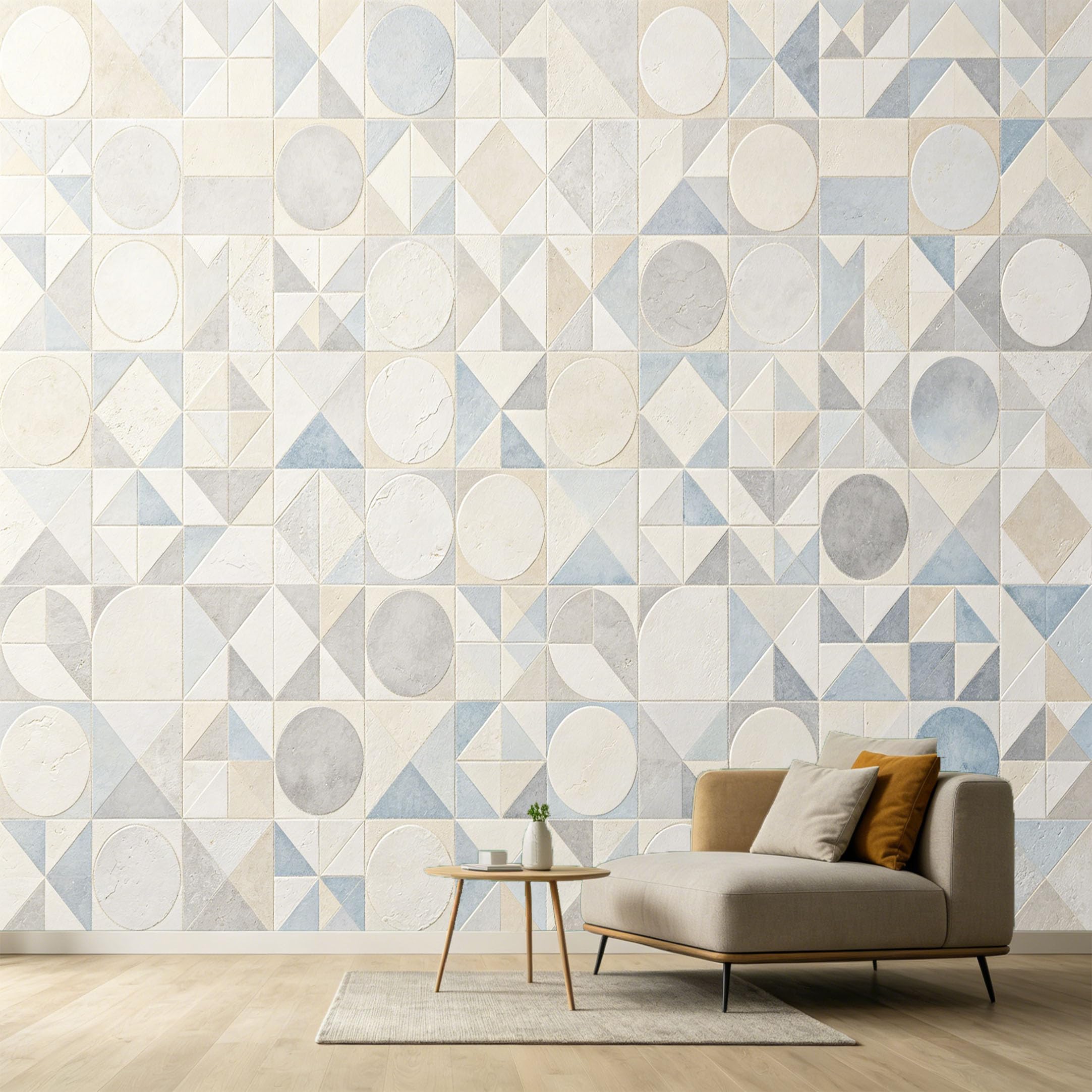 Custom Size Wall Murals Geometric Modern Minimalist Textured Circles Triangles Pattern SelfAdhesive Wall Fabric Removable Large Wallpaper for Photo Living Room