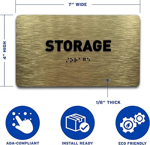 Miniatura 9 de GDS - Letrero de sala de equipamiento compatible con ADA, iconos elevados y braille de grado 2, incluye tiras adhesivas para una fácil instalación,