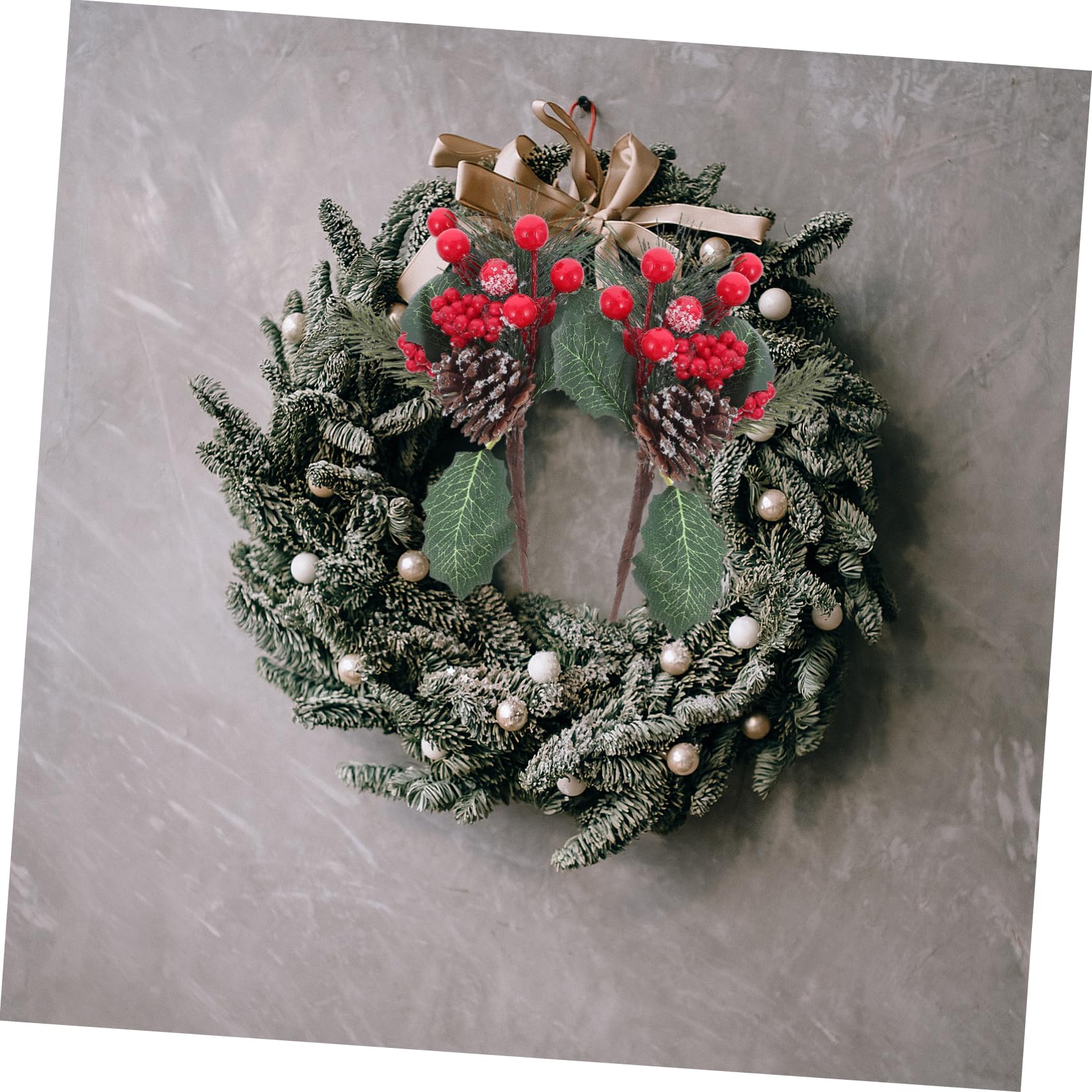 Cabilock 8 Uds De Agujas De Pino Esquejes De Frutas Rojas Pino Decorativo De Navidad Selecciones De Flores De Navidad Selecciones De Pino Decoración De Navidad Simulación De Piñas