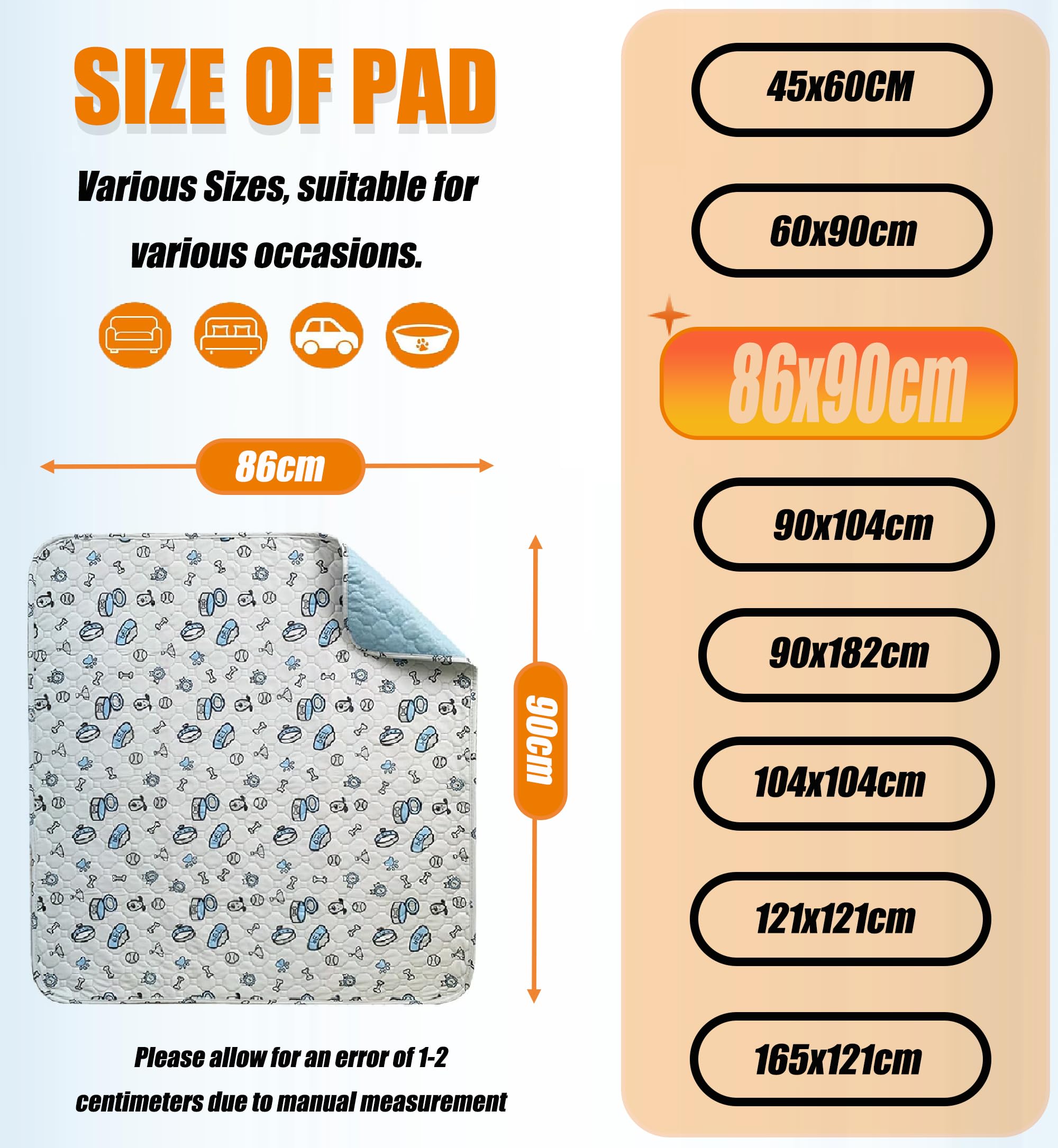 Washable Pee Pads for Dogs 2 Pack Reusable Puppy Pads, Absorbent Whelping Pads with Bone Print - Image 2