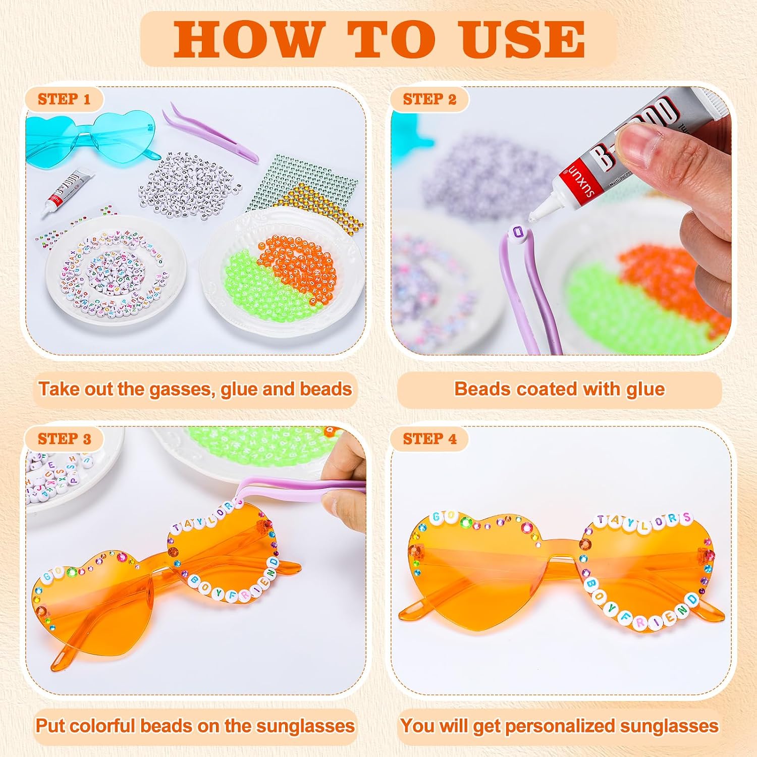 20 Pairs DIY Showgirl Style Girl Party Sunglasses Showgirl Style Party Favors Trendy Orange Light Blue Heart Shaped Glasses for Women Birthday Supplies Decorations