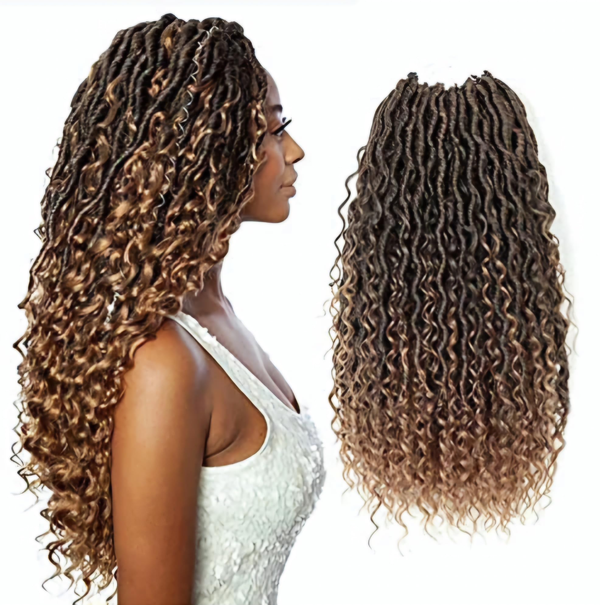 1B /27, 45 cm 18" / RIVER LOCS / 500G / 5 PIEZAS DE EXTENSIONES DE PELO PARA TRENZAS DE GANCHILLO/POR PIEZA: 24 HEBRAS 100G / CON ASPECTO NATURAL PREMIUM + GANCHILLO OFRECIDO
