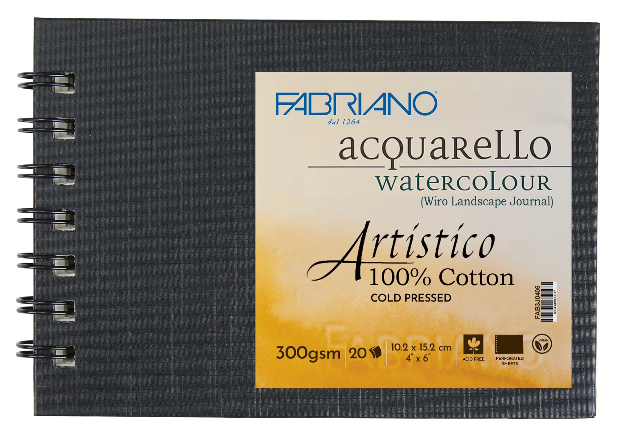 Fabriano Artist 100% Cotton,Watercolour,Wiro Bound Landscape Journal,Cold Pressed|300 GSM,Size-4"X6",20 Sheets|Ideal for all fine art techniques-wet and dry,internally and externally sized for ideal absorbance-image-12