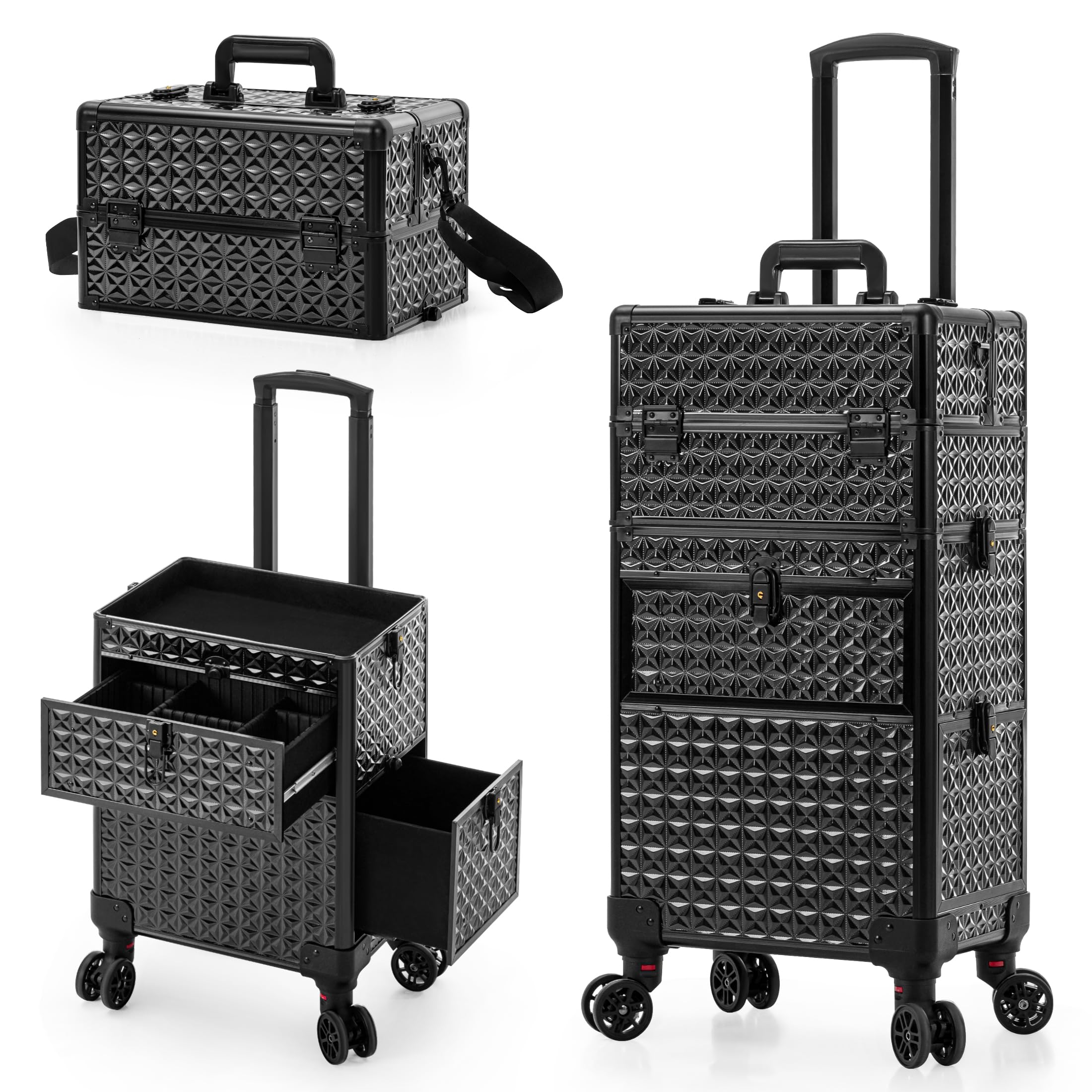 Arous Rolling Makeup Train Case on 2 Large Drawer, Multifunctional