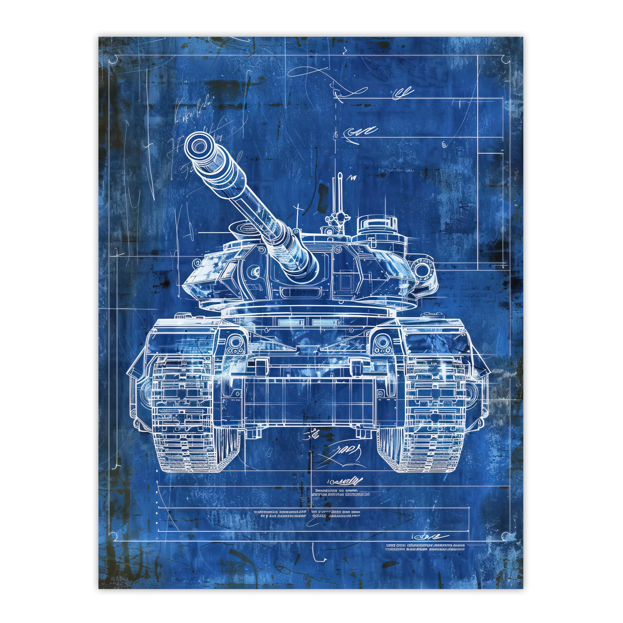 Artery8 Unframed Wall Art Tank Blueprint Drawing Detailed Military Vehicle12X16 Inch from B&Q