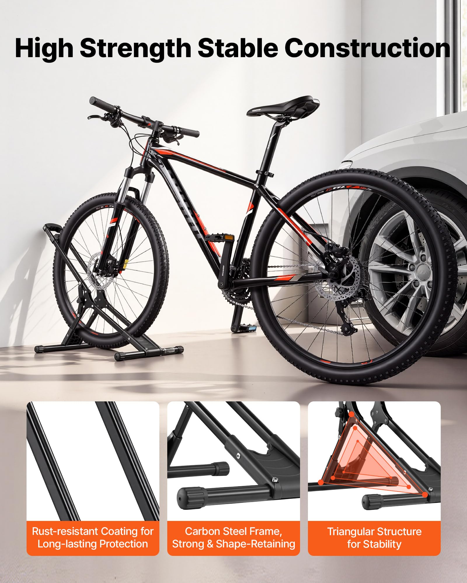 VEVOR Support de Vélo au Sol, Râtelier Vélo Pliable Autoportant, Lot de 2