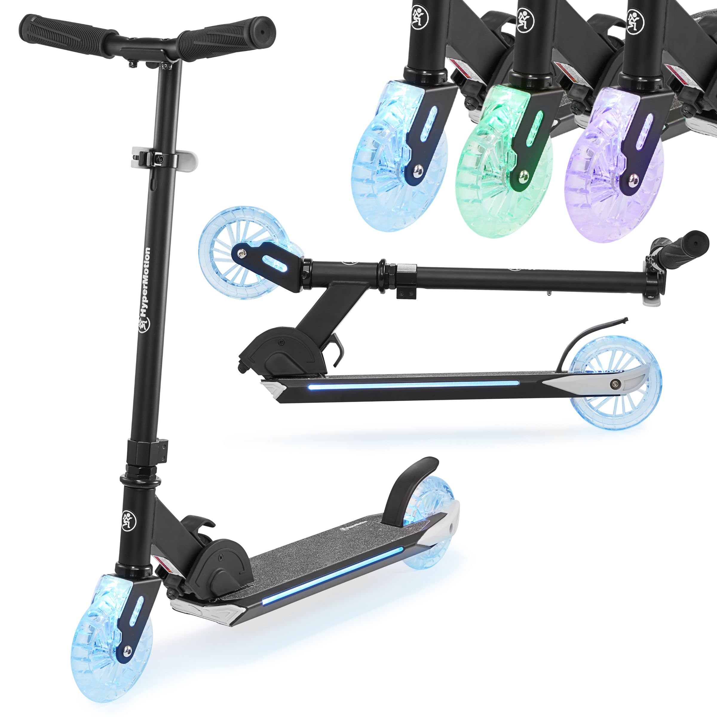 HyperMotion Scooter for Children from 5 years old, with LED Ice Flash, Two-wheel, Foldable, Max. load 50 kg, Rubber Wheels 125 mm, Flex-Fender Brake, Adjustable Steering Wheel Height