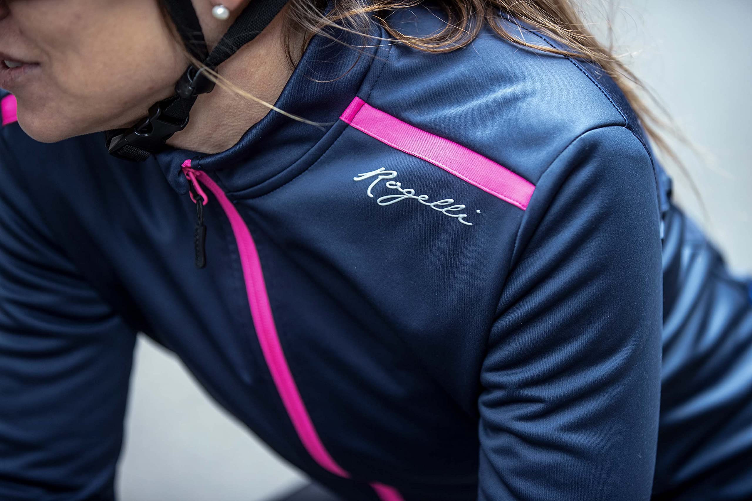 Rogelli Pesara Veste Velo Hiver Femme, Bleu/Rose, Taille M