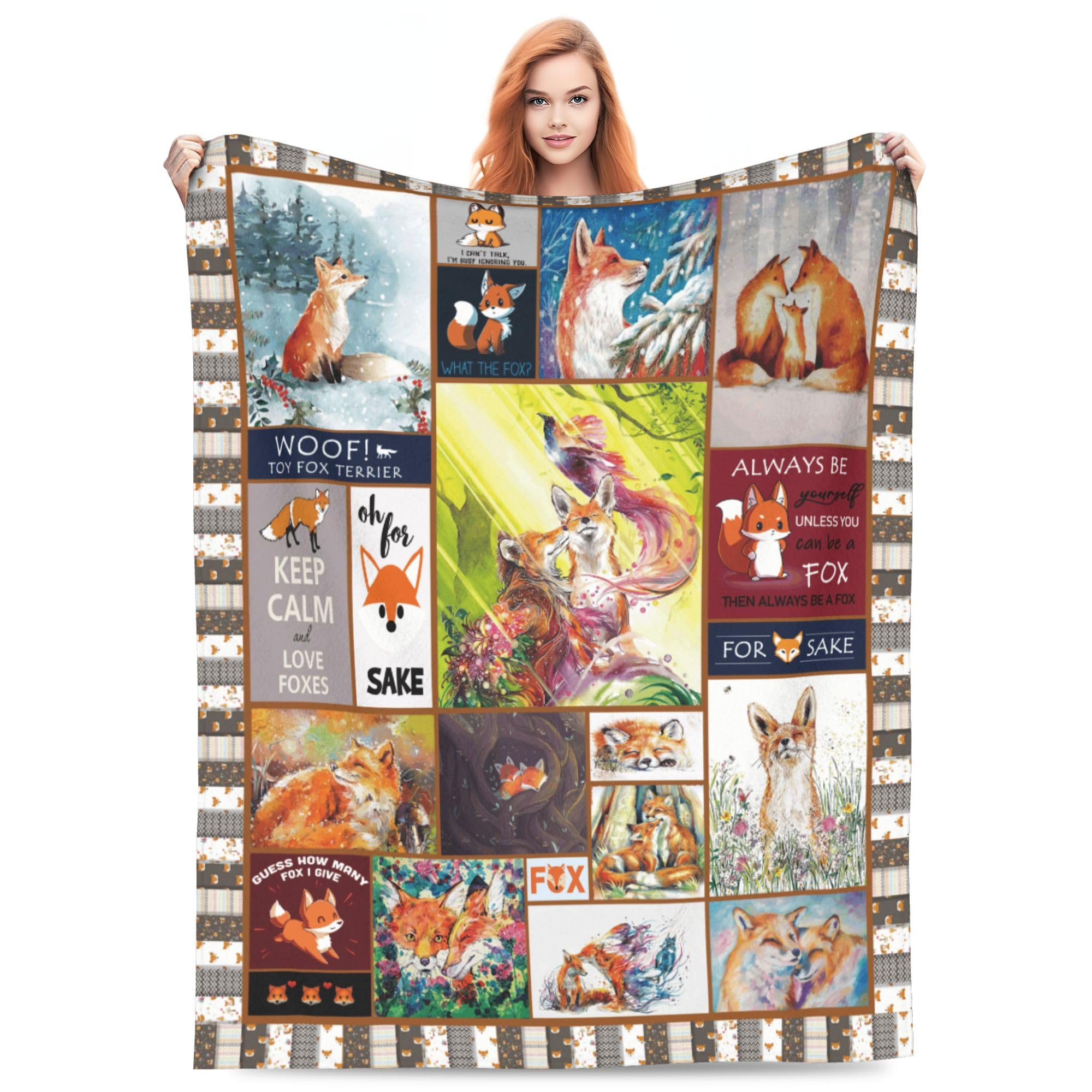 Xinvast Multi Fox Cute Fox Blanket Animal Throw Blanket Super Soft Flannel Fleece Throw Blanket Lightweight Plush Fuzzy Bed Blanket For Couch 50"X60"
