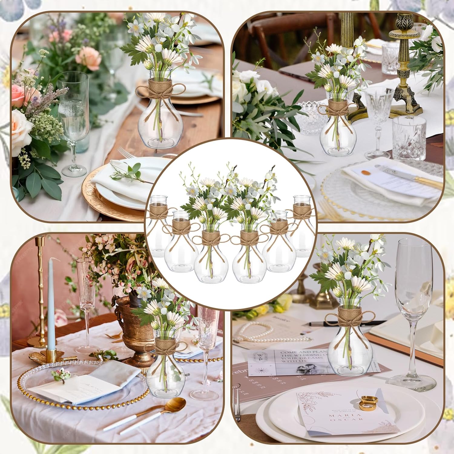 12 Pcs Plastic Bud Vases in Bulk for Table Centerpieces, 4.7in Hyacinth Avocado Growing Bud Vase Bulk, Small Flower Bulb Plant Containers for Wedding Room Table Decorations (Mini Bulb Style) - Image 7