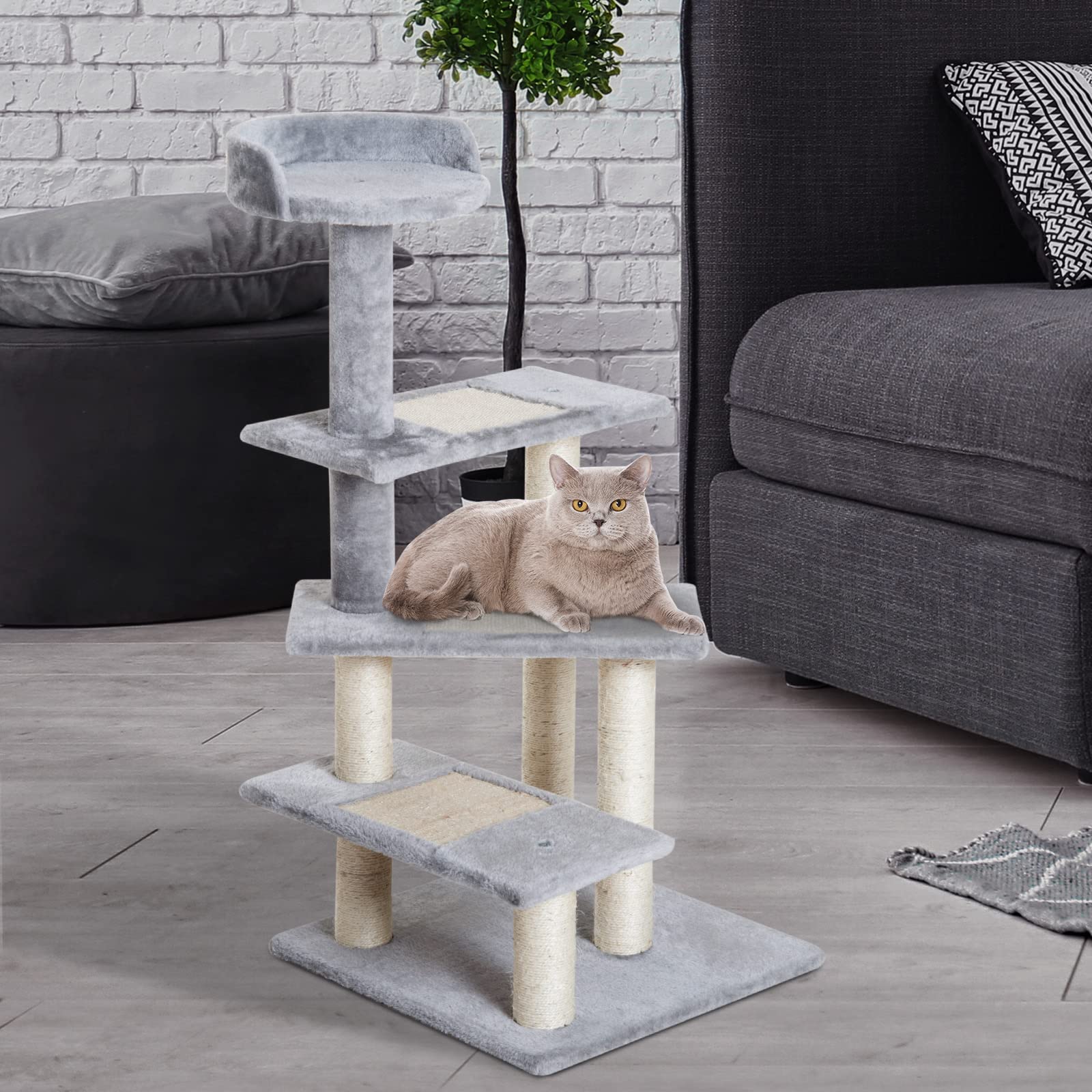 Pawhut Cat Tree Kitten Scratch Scratching Scratcher Sisal Post Climbing