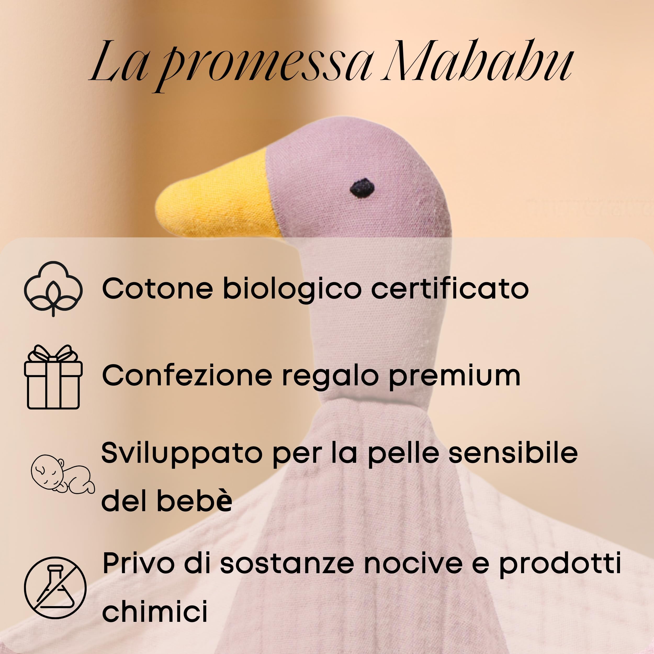 Panno Morbido Anatra | Cotone Mussola | Regalo di Nascita per Maschi & Femmine | Giocattolo per Bambini | GOTS | Dusty Rose