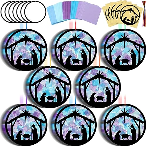Eersida 32 Sets Christmas Nativity Suncatchers Craft Kit DIY Christianity