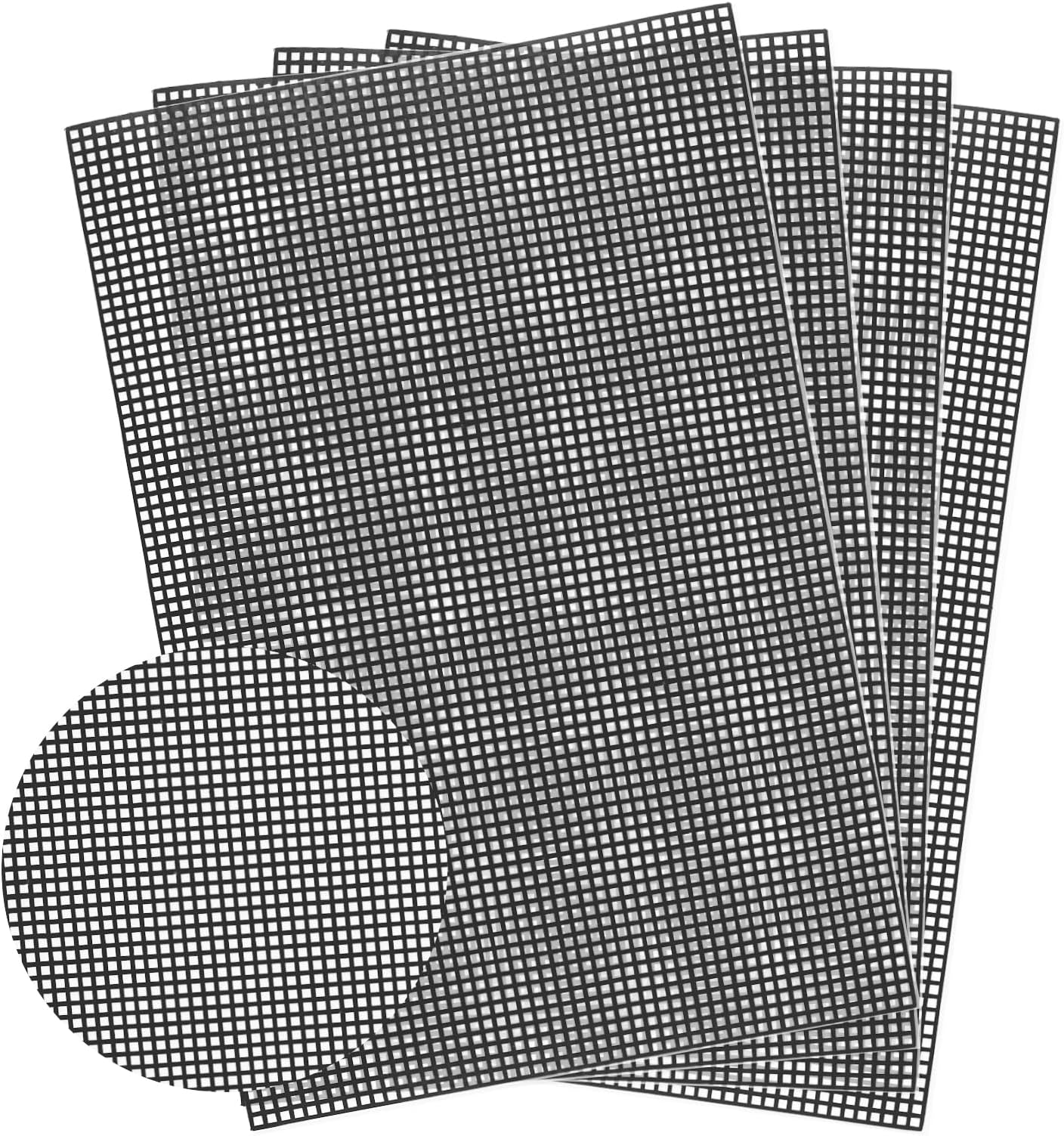 Abeillo 4 Pieces 4 Count Plastic Mesh Canvas Sheets for Embroidery, Fursuit Eye Mesh, Plastic Needlepoint Canvas for Crafts DIY, Knit Crochet Projects (Black, 11.8×7.9inch)