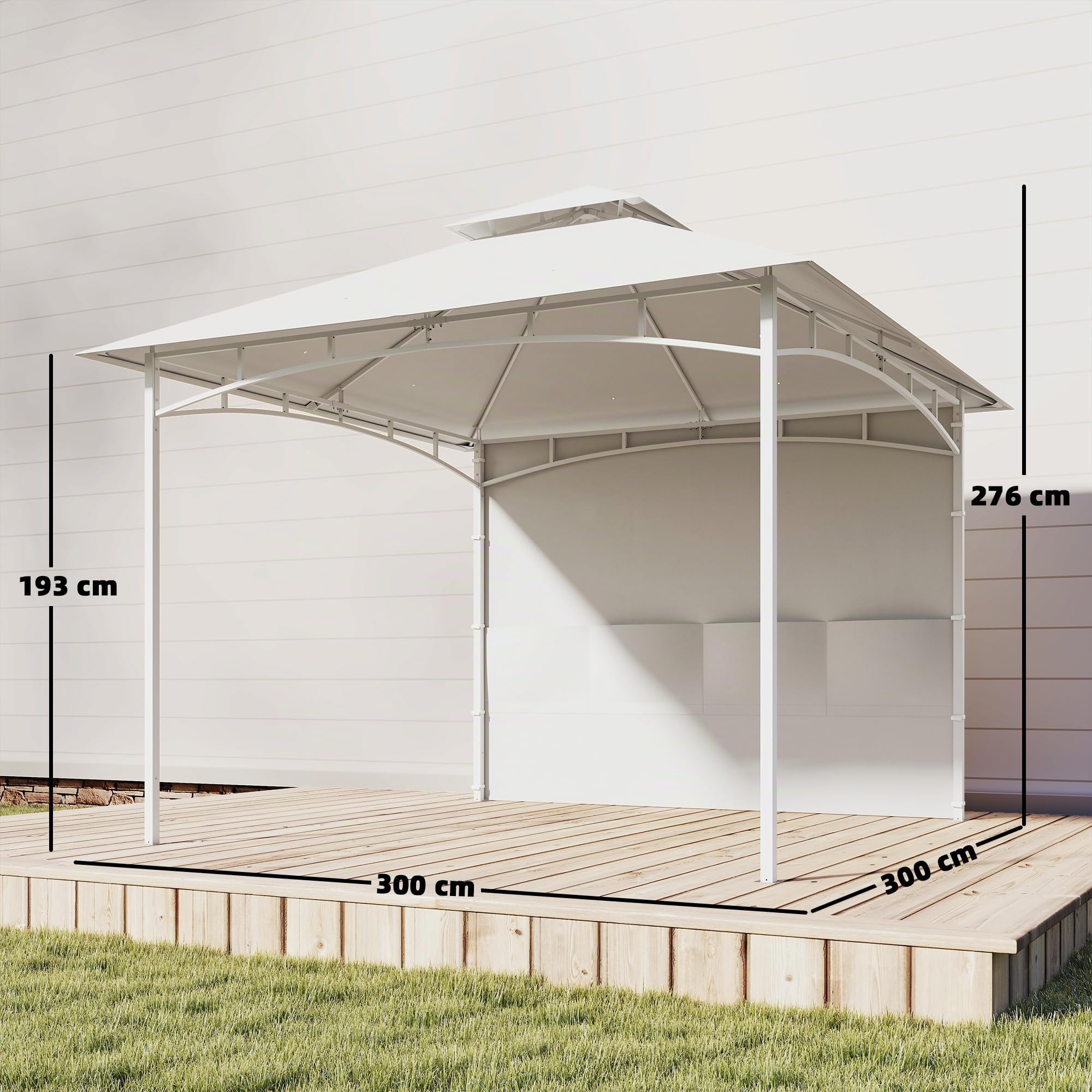Outsunny Pavillon de Jardin 3 x 3 m Toit Double Tonnelle de Jardin Crème