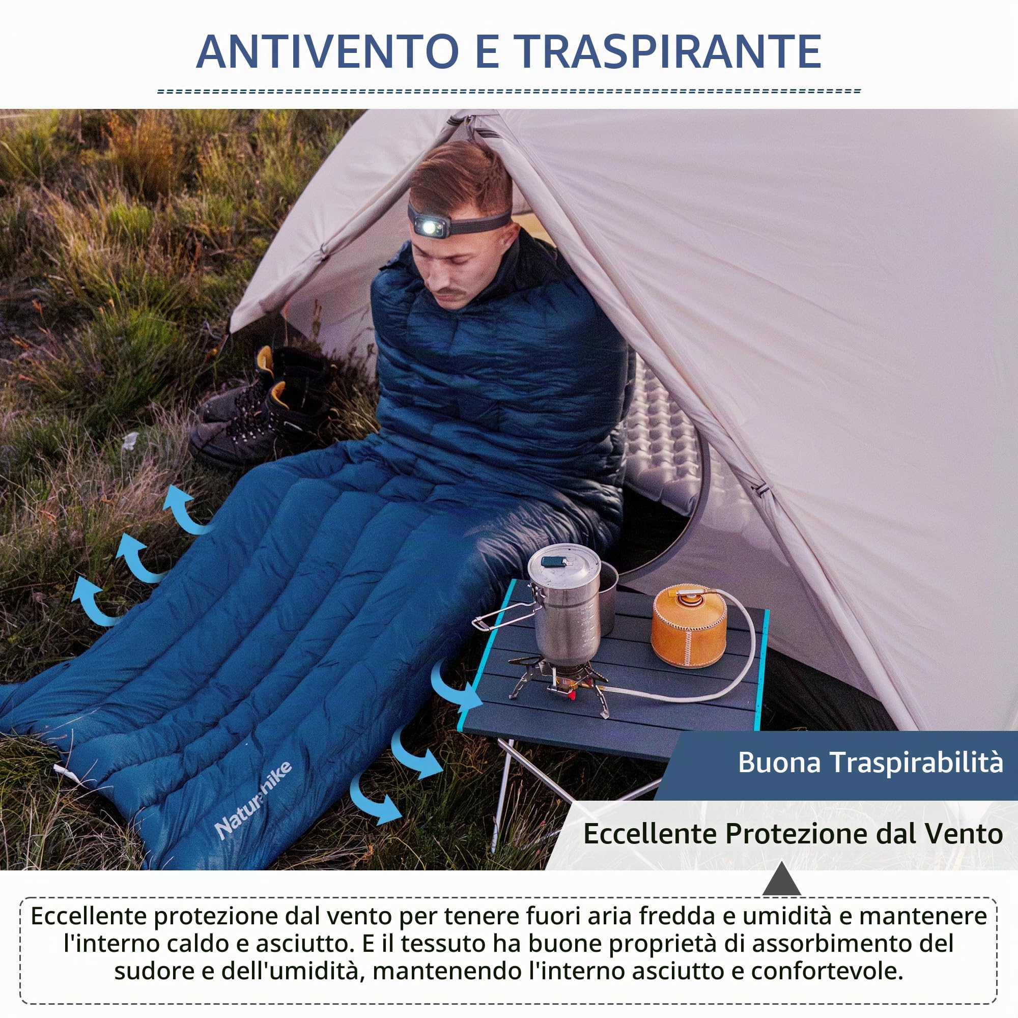 Naturehike Sacco a Pelo a Busta Ultra Leggero per Adulti, 3-4 Stagioni, Sacco a Pelo Impermeabile per Campeggio, Escursionismo, Alpinismo, Interno, Zaino, Esterno, Piumino d'Anatra