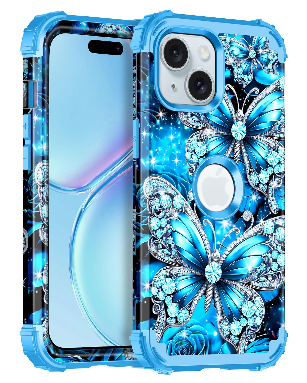 Casetego for iPhone 15 Plus Case,Glow in The Dark Three Layer Heavy Duty Sturdy Shockproof Full Protection Rugged Hard PC+Soft TPU Bumper Case for