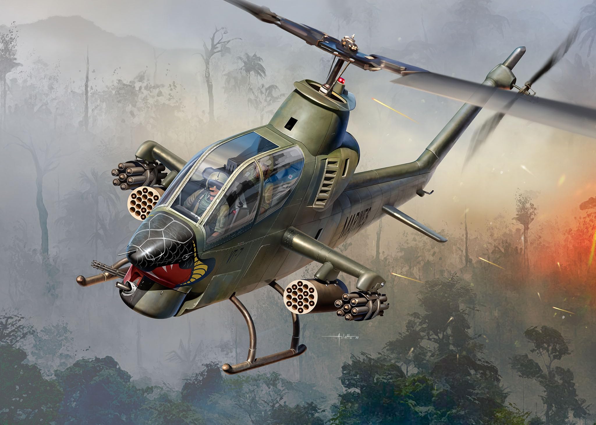 Revell Zestaw modelarski AH-1G Cobra I pierwszy tego rodzaju helikopter bojowy I wierna replika w skali 1:32 z 226 częściami, idealny dla doświadczonych modelarzy i początkujących od 13