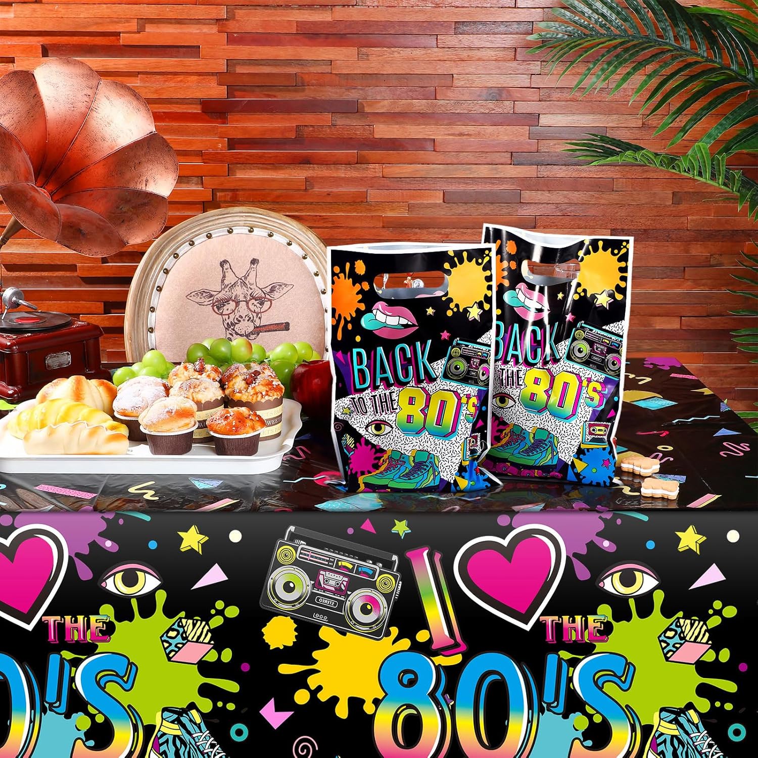 Qeeenar 50 Pieces 80s Party Favor Bags Bulk Plastic Back to 80's Hip Hop Gift Candy Goodie Treat Bags for Retro 1980s Theme Disco Dance Birthday Party Supplies - Image 5