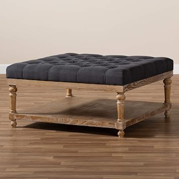 Baxton Studio Ottomans, Charcoal/Greywashed