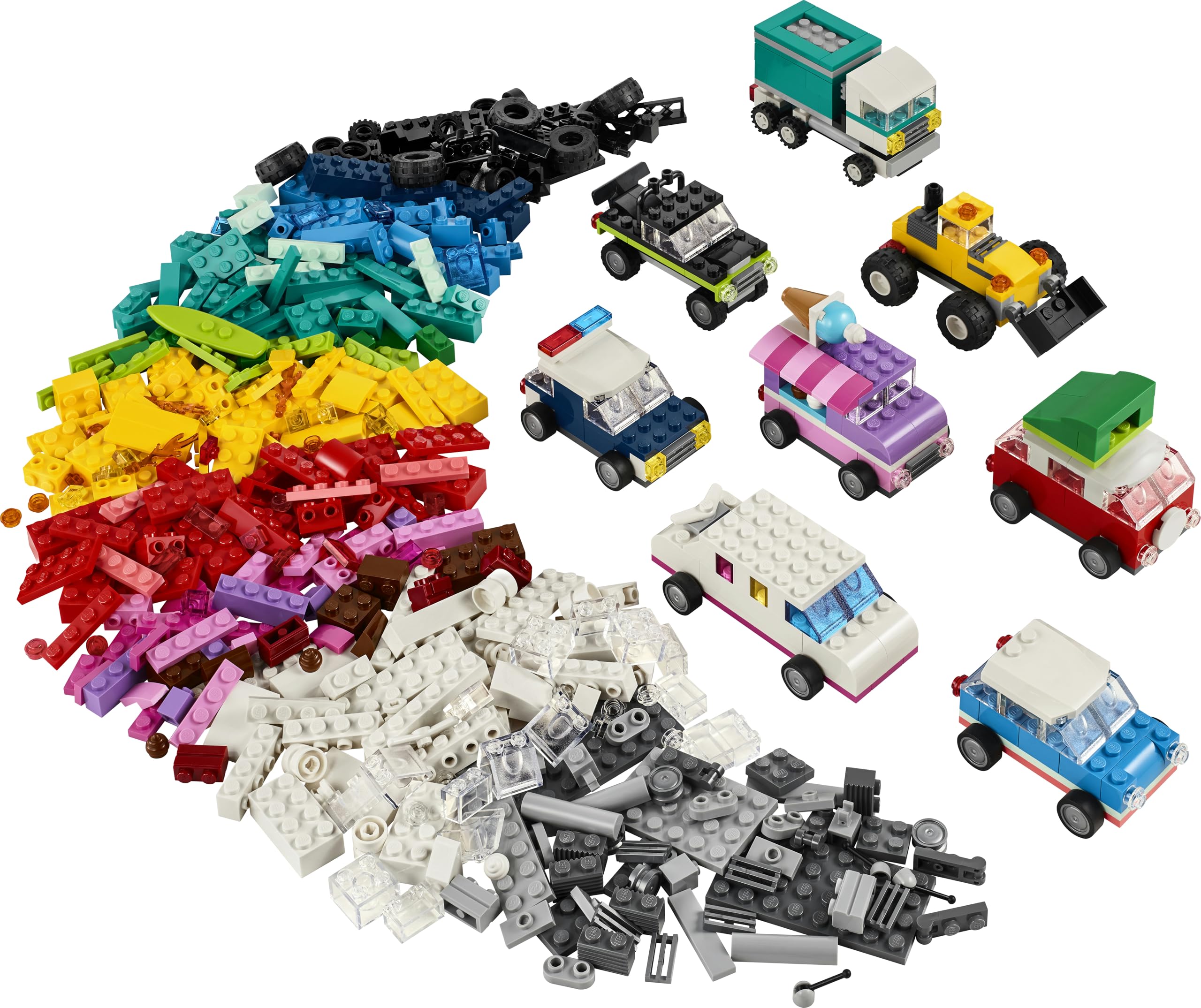 LEGO Classic Veicoli Creativi, Modellini di Auto Colorate da Costruire in Mattoncini, Set con Macchine Giocattolo per Bambini e Bambine, Ragazzi e Ragazze da 5 Anni in su 11036