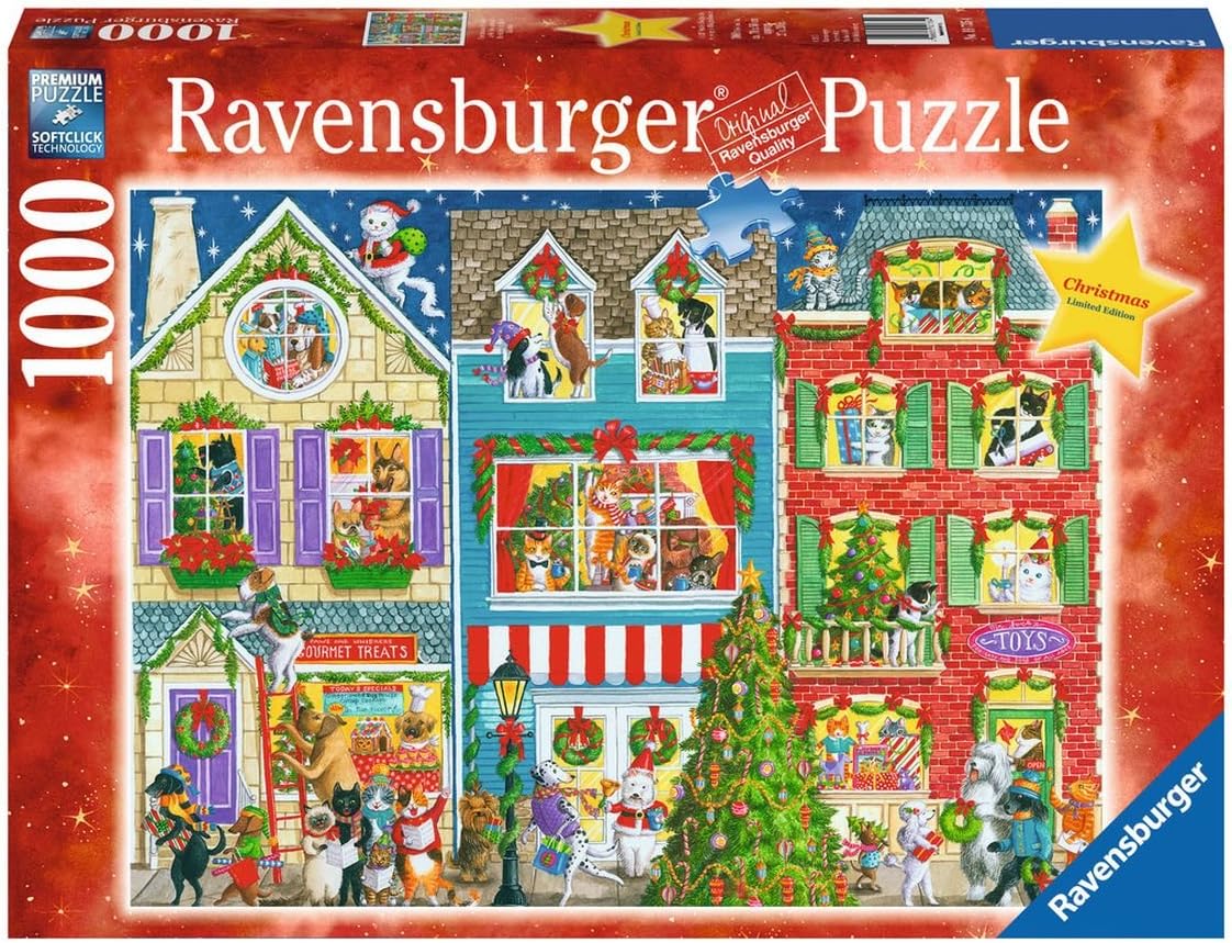 Ravensburger Christmas On Pet Street 1000 Piece Jigsaw Puzzle for Adults – Every Piece is Unique, Softclick Technology Means Pieces Fit Together Perfectly