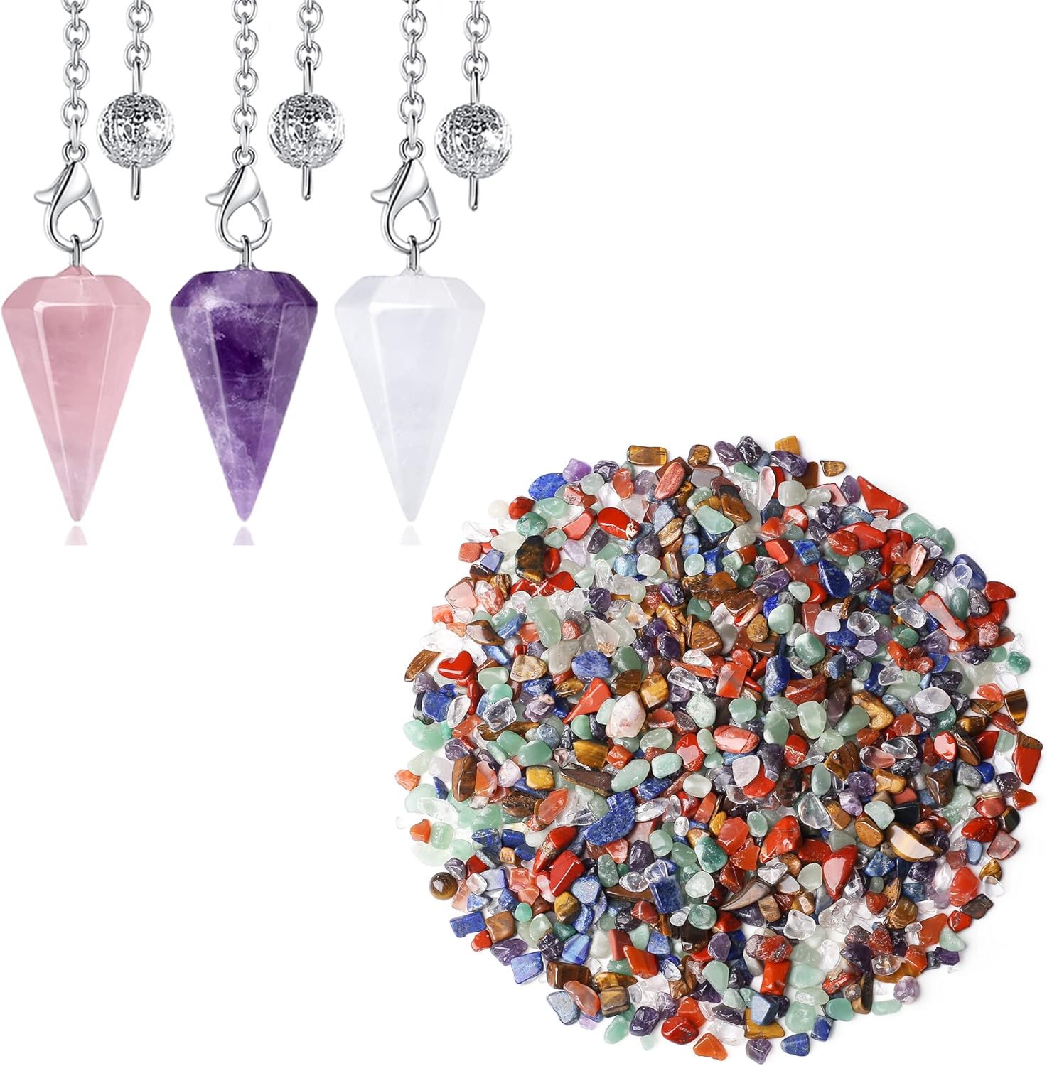 Amazon.com: DUQGUHO Bundle : 3 Pcs Crystal Pendulums Set with Mixed ...