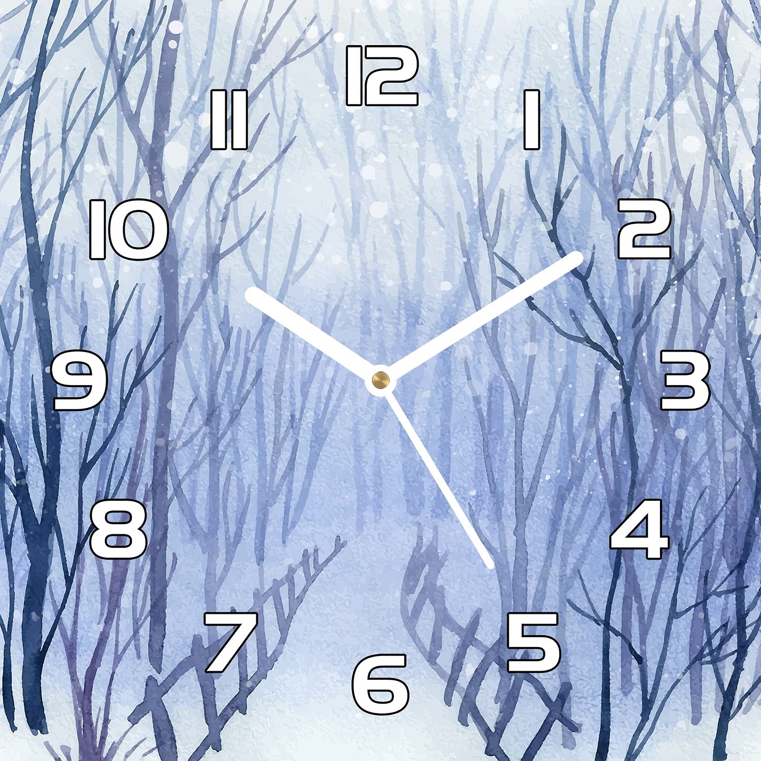 Horloge en Verre Paysage d'Hiver pour Salon Moderne et Cuisine