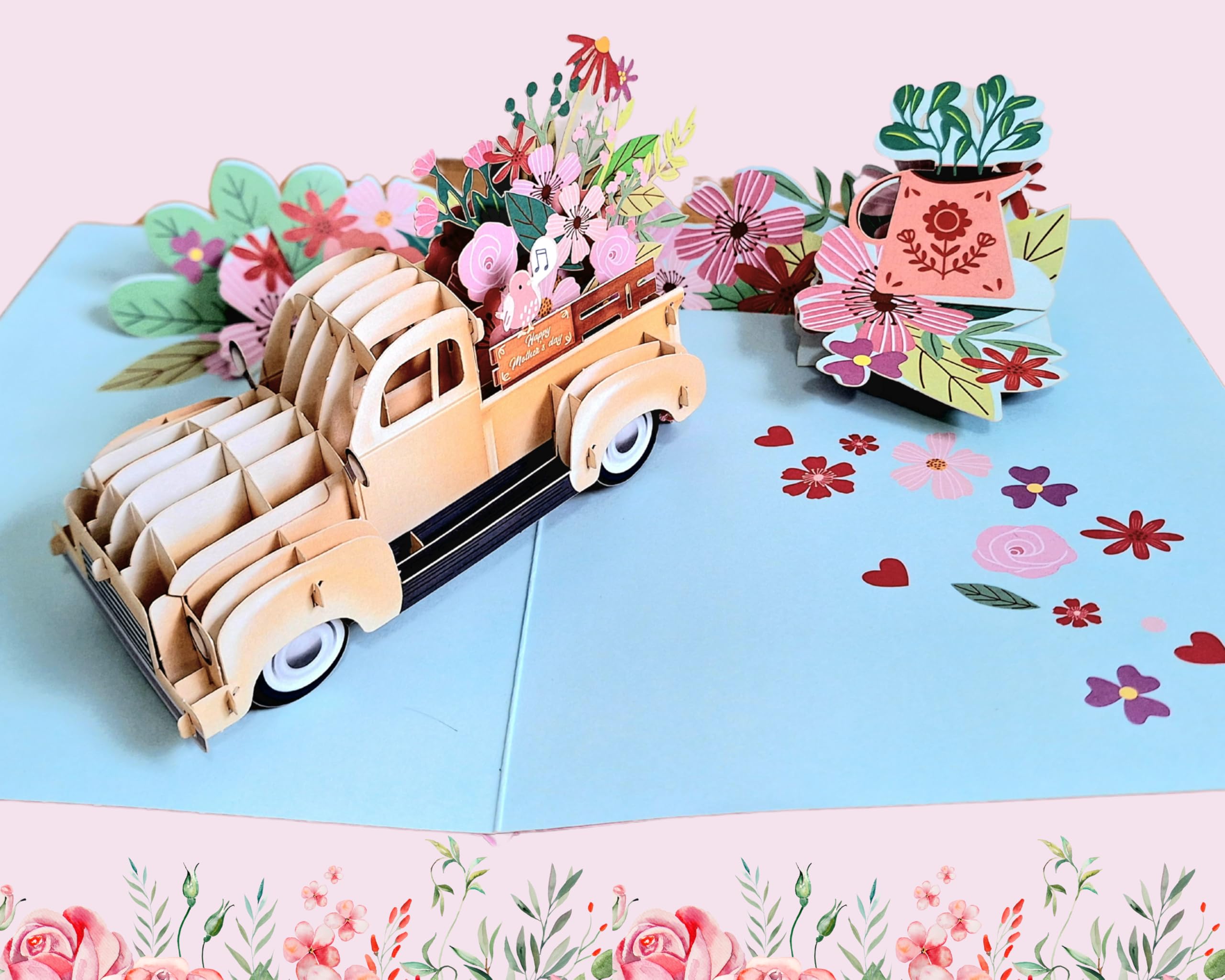 Card Mavens Flower Truck Mother's Day Pop Up Card 3D Greeting Card Mother's Day Cards Pop Up for Mum