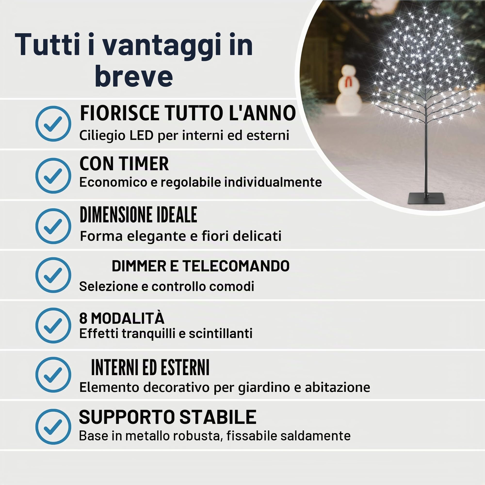 Monzana Albero Ciliegio Luce a LED 220cm con Telecomando e Timer 8 modi Illuminazione Interno Esterno