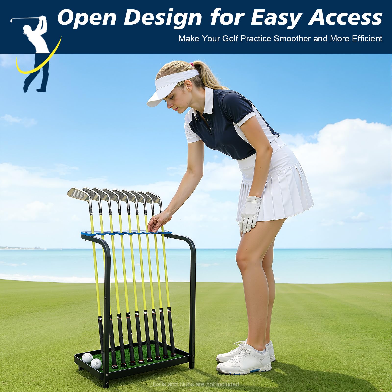 Golfschläger Ständer 9 Löcher Golfschlägerständer Golf Schläger Organisator Ständer Golfschläger Halter Set, für Drinnen, Draußen, Golfplätze, Gärten usw, 50x27.5x72cm