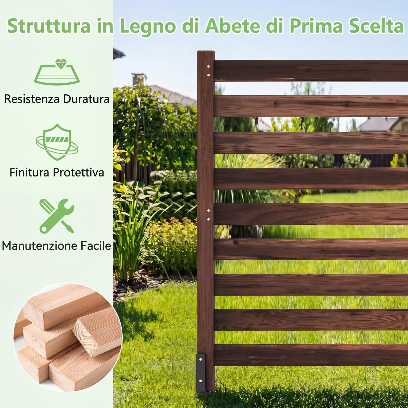 COSTWAY Recinzione da Giardino in Legno Massello, Schermo per Privacy da Esterno Regolabile, Pannelli Privacy da Giardino per Condizionatore e Bidoni della Spazzatura e Divisorio di Spazio (Marrone)