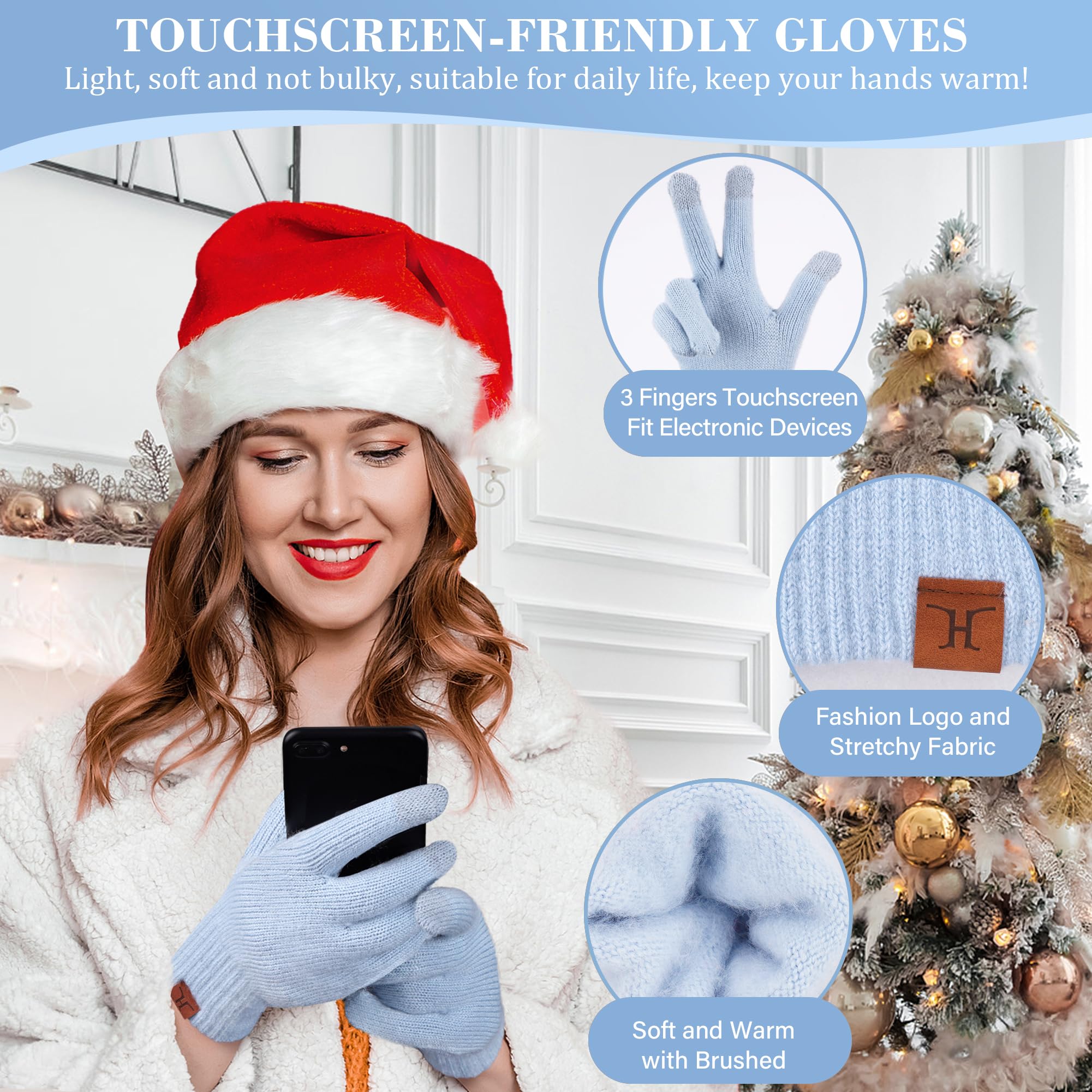 ZASFOU Damen Winter Mütze Schal Touchscreen Handschuhe Set Thermo Chenille Strickmütze Beanie Wintermütze Schals Winterschal Winterhandschuhe Geschenk für Frauen