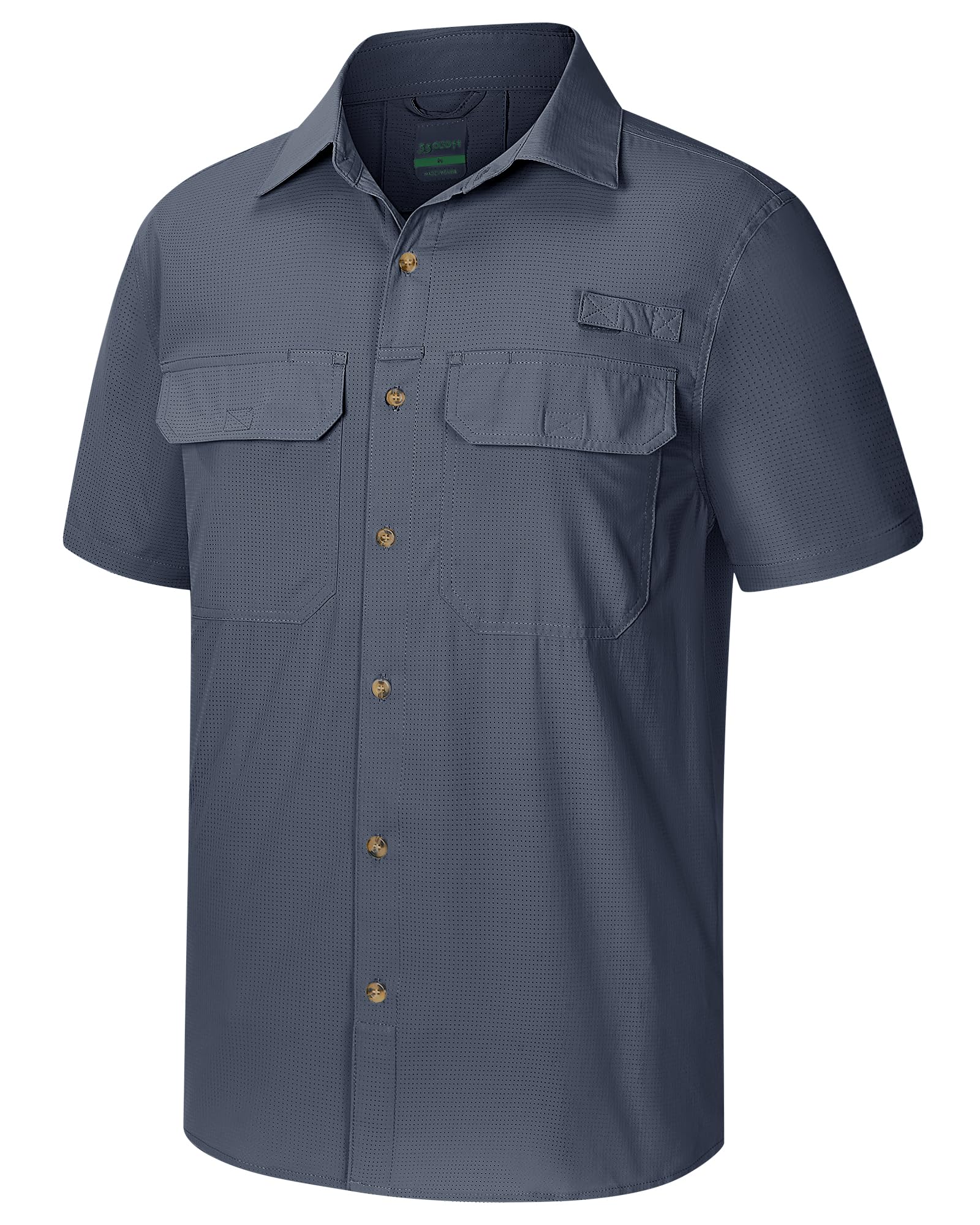 33,000ft Men's UPF 50+ UV Short Sleeve Hiking Fishing Shirt Quick Dry Cooling PFG Sun Protection Shirt for Travel Safari