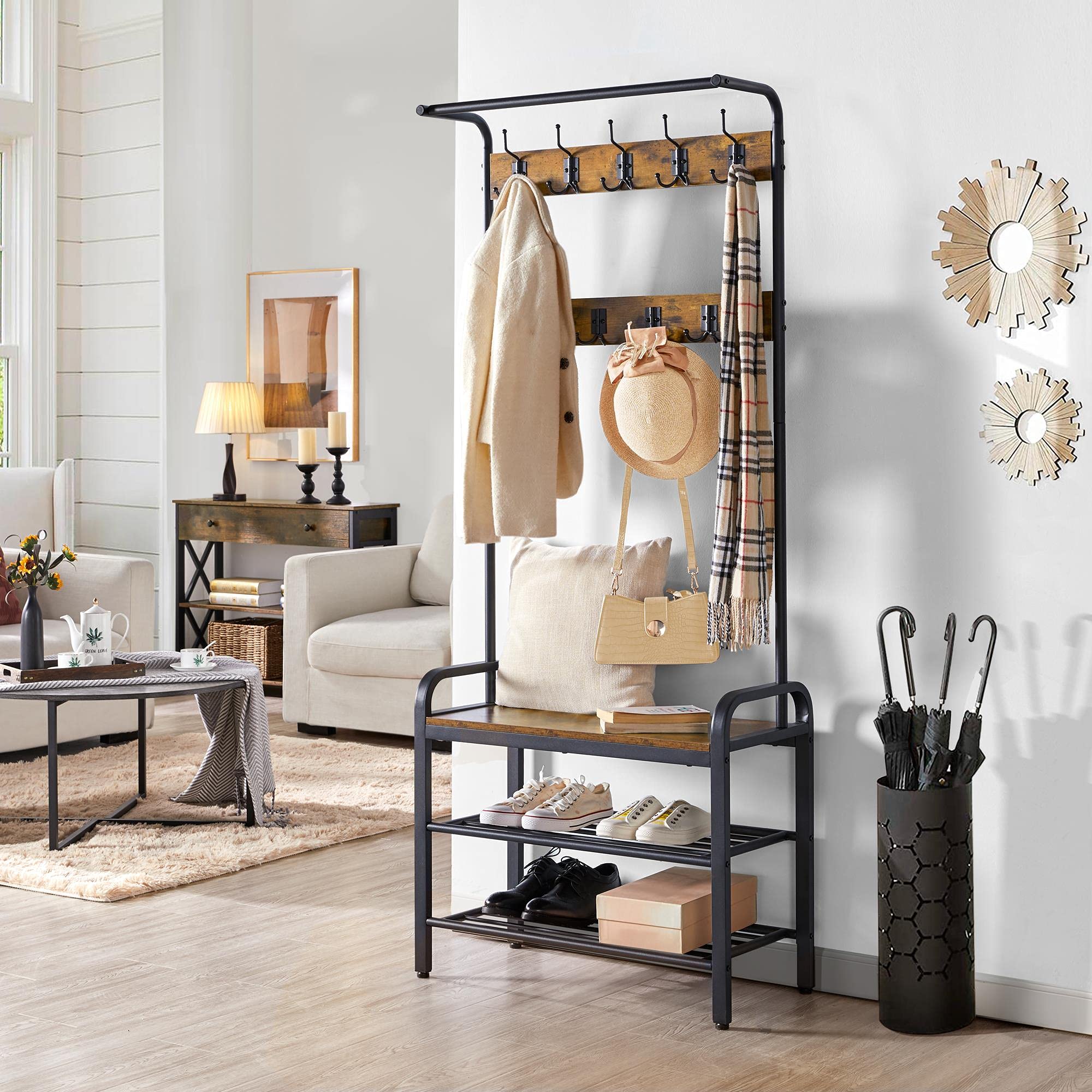 Coat Rack Shoe Rack Combo Shoe Rack For Entryway Yaheetech 3-in-1 Hall Tree - Coat Rack With Shoe ...