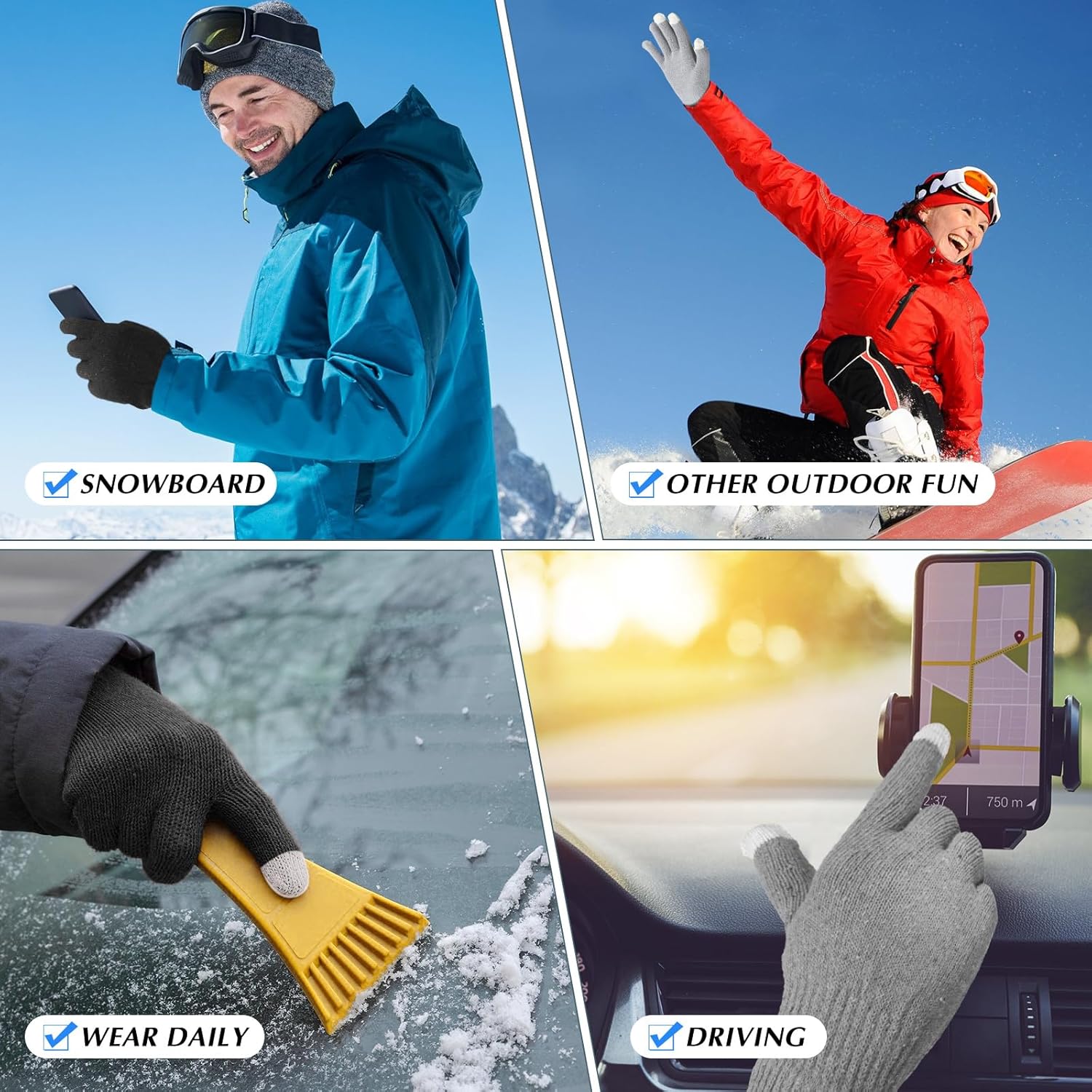 Handepo 50 Pairs Winter Gloves Bulk Knit Stretchy Warm Touchscreen Gloves Multicolor for Men Women Running Cycling Driving - Image 6