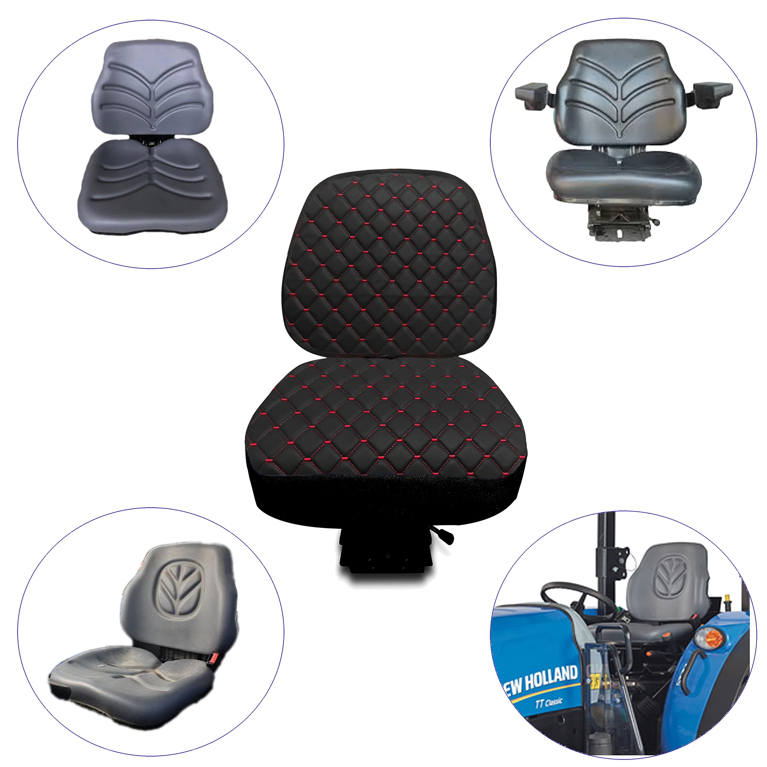 Funda resistente para asiento de tractor para tractores tipo TT sin cabina, funda para asiento de montacargas (TT-100) (capitoné negro)