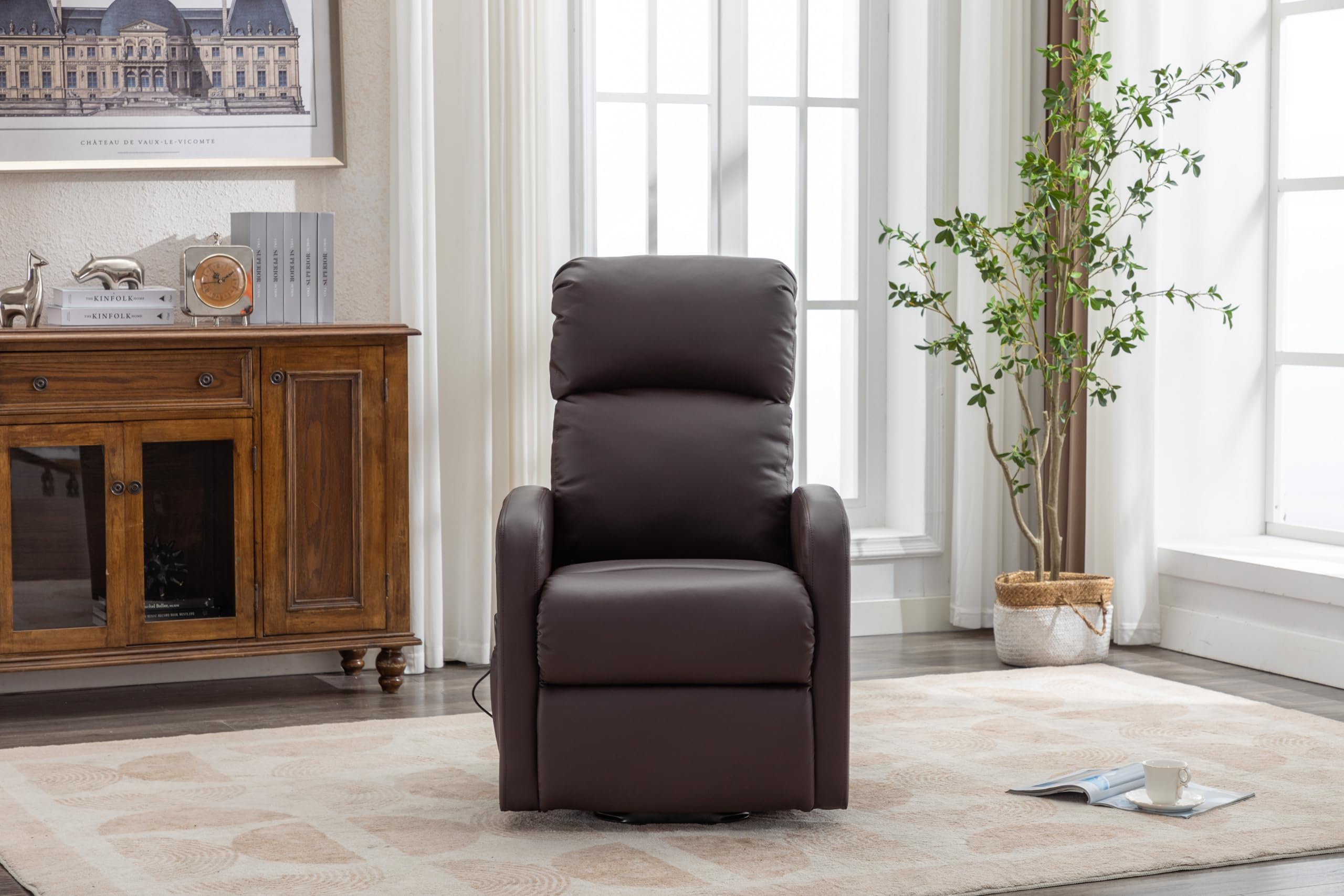 Astan Hogar Sillón Relax Con Función Auto-Ayuda (Levanta Personas), Reclinación Eléctrica, Tapizado en PU Anti-Cuarteo, Modelo Premium AH-AR30620CH